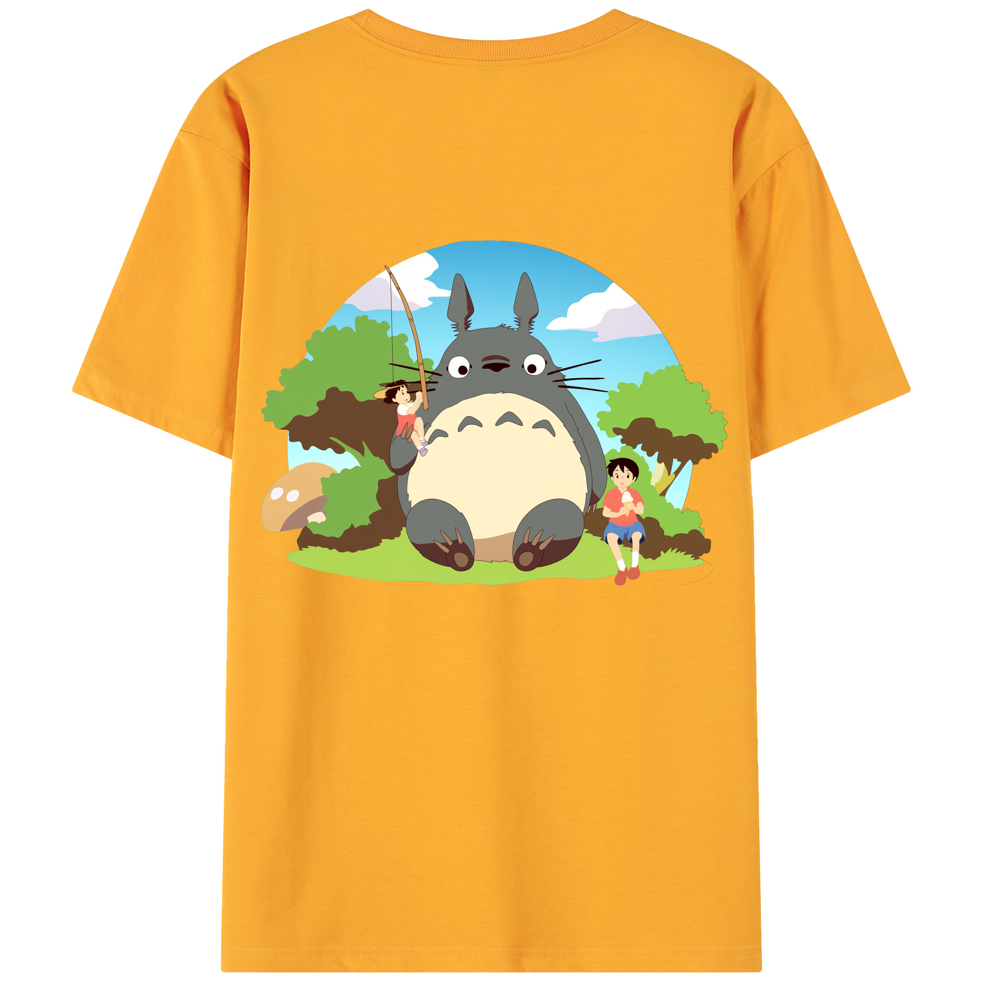 （画像用） となりのトトロ 草壁メイ 草壁サツキ My Neighbor Totoro Satsuki Kusakabe Mei Kusakabe 綿100％ メンズ半袖Tシャツ（バックプリント） 通気性