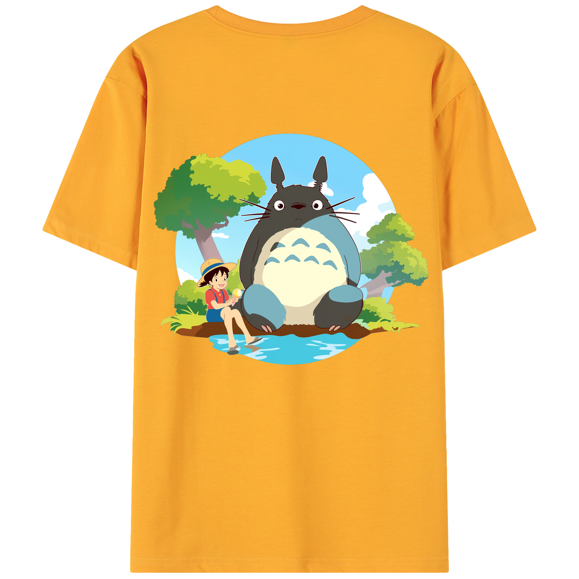 （画像用） となりのトトロ 草壁メイ 草壁サツキ My Neighbor Totoro Satsuki Kusakabe Mei Kusakabe 綿100％ メンズ半袖Tシャツ（バックプリント） 通気性