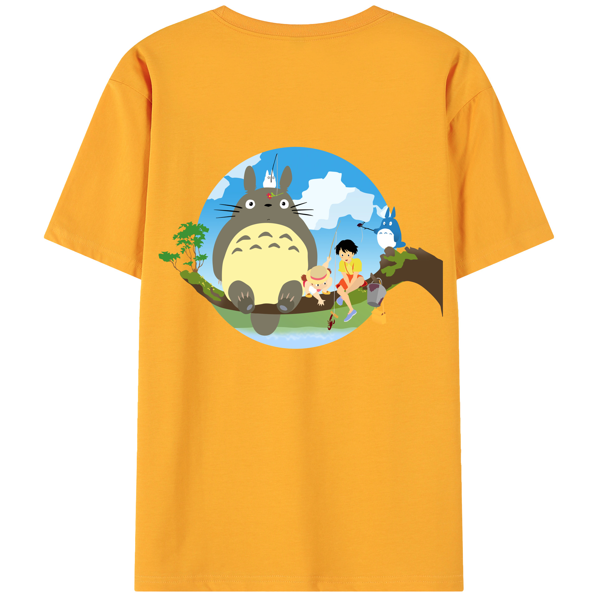 （画像用） となりのトトロ 草壁メイ 草壁サツキ My Neighbor Totoro Satsuki Kusakabe Mei Kusakabe 綿100％ メンズ半袖Tシャツ（バックプリント） 通気性