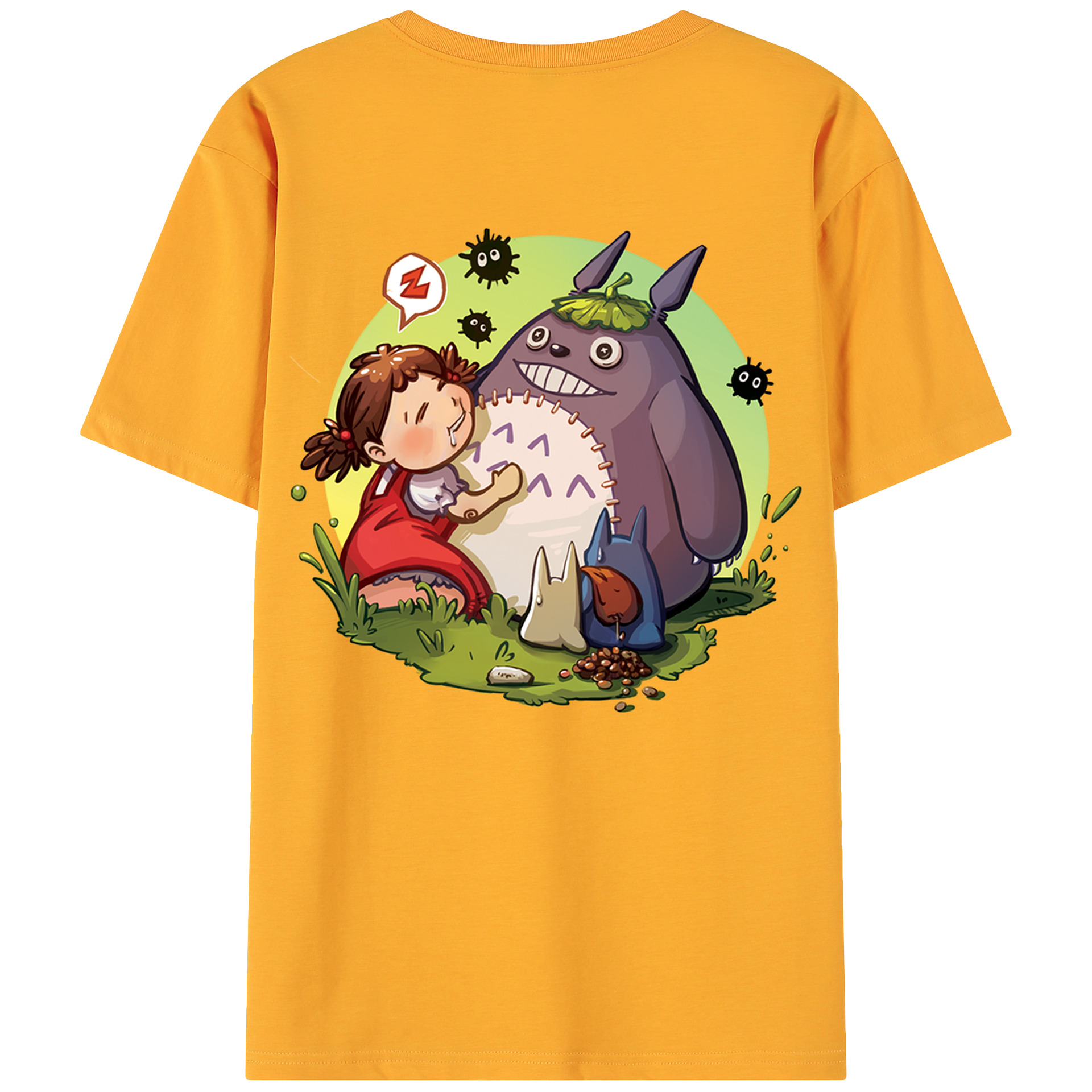 （画像用） となりのトトロ 草壁メイ 草壁サツキ My Neighbor Totoro Satsuki Kusakabe Mei Kusakabe 綿100％ メンズ半袖Tシャツ（バックプリント） 通気性