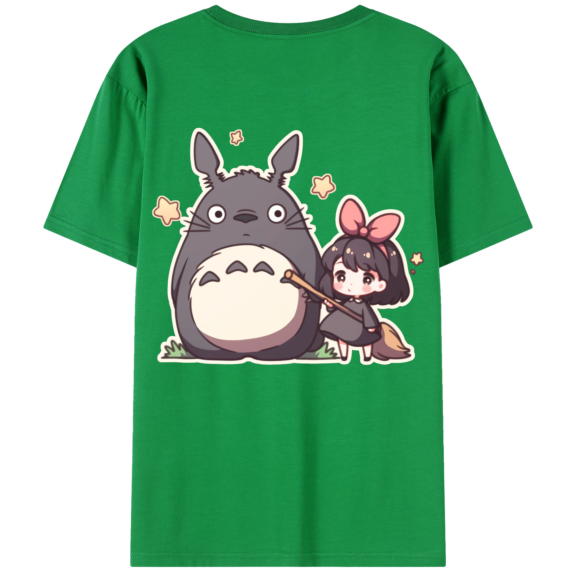 （画像用） となりのトトロ 草壁メイ 草壁サツキ My Neighbor Totoro Satsuki Kusakabe Mei Kusakabe 綿100％ メンズ半袖Tシャツ（バックプリント） 通気性
