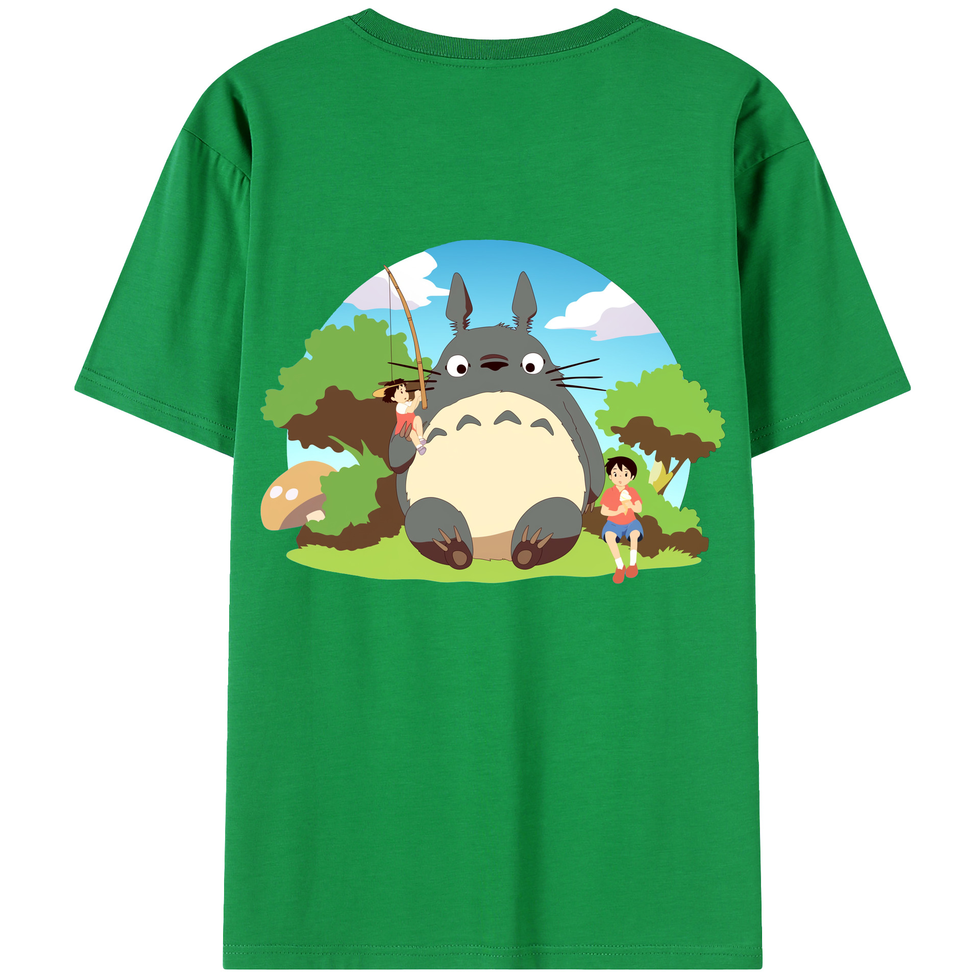 （画像用） となりのトトロ 草壁メイ 草壁サツキ My Neighbor Totoro Satsuki Kusakabe Mei Kusakabe 綿100％ メンズ半袖Tシャツ（バックプリント） 通気性