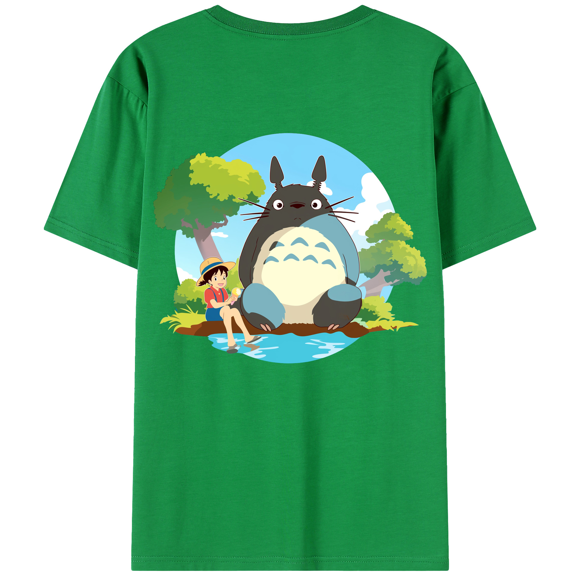 （画像用） となりのトトロ 草壁メイ 草壁サツキ My Neighbor Totoro Satsuki Kusakabe Mei Kusakabe 綿100％ メンズ半袖Tシャツ（バックプリント） 通気性