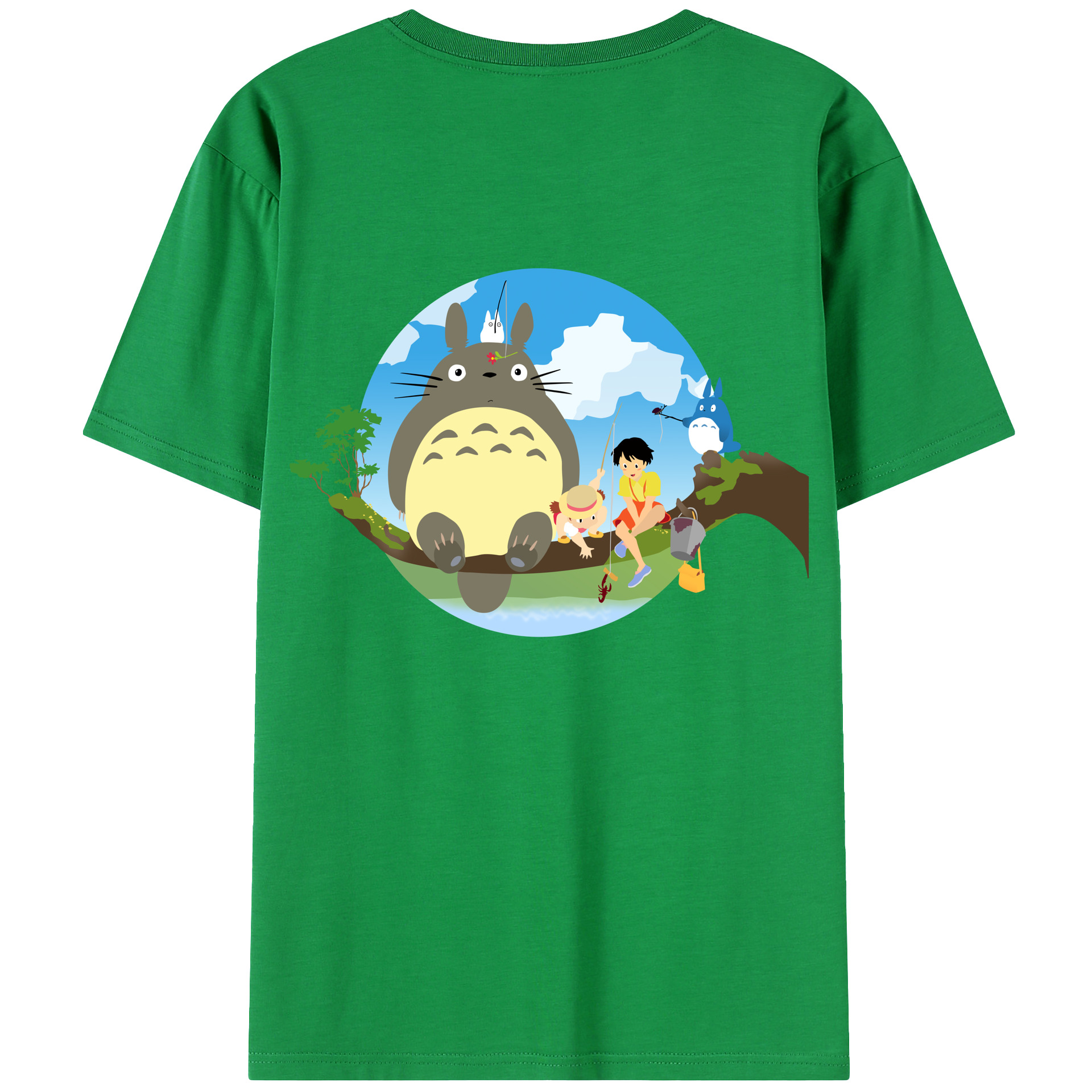 （画像用） となりのトトロ 草壁メイ 草壁サツキ My Neighbor Totoro Satsuki Kusakabe Mei Kusakabe 綿100％ メンズ半袖Tシャツ（バックプリント） 通気性