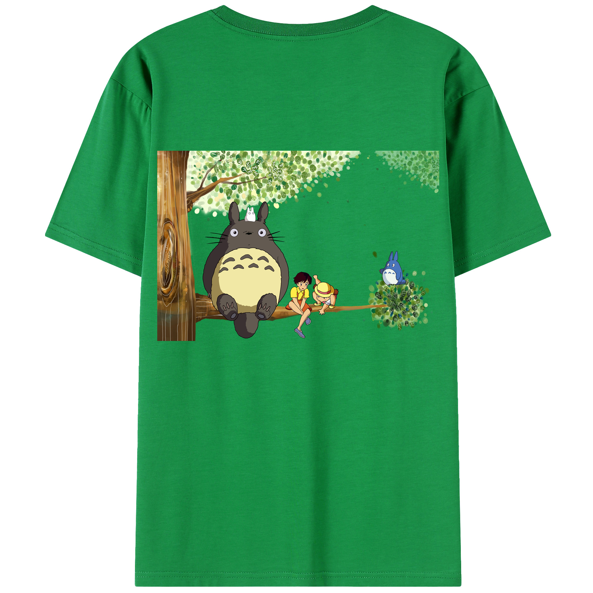 （画像用） となりのトトロ 草壁メイ 草壁サツキ My Neighbor Totoro Satsuki Kusakabe Mei Kusakabe 綿100％ メンズ半袖Tシャツ（バックプリント） 通気性