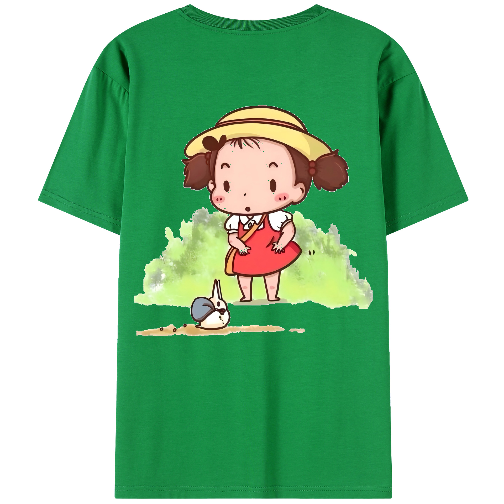 （画像用） となりのトトロ 草壁メイ 草壁サツキ My Neighbor Totoro Satsuki Kusakabe Mei Kusakabe 綿100％ メンズ半袖Tシャツ（バックプリント） 通気性