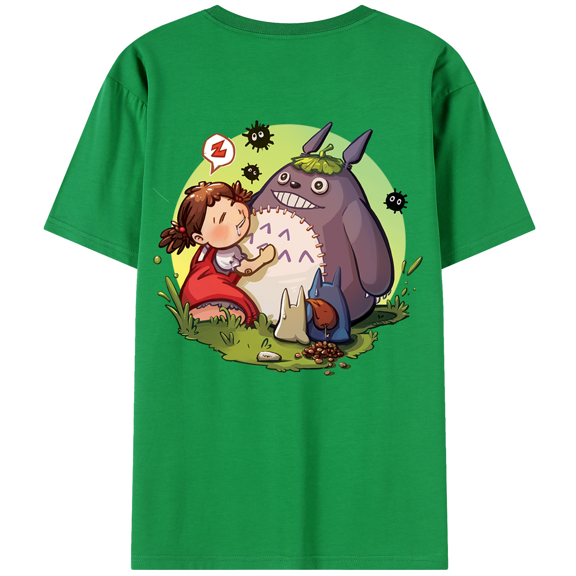 （画像用） となりのトトロ 草壁メイ 草壁サツキ My Neighbor Totoro Satsuki Kusakabe Mei Kusakabe 綿100％ メンズ半袖Tシャツ（バックプリント） 通気性
