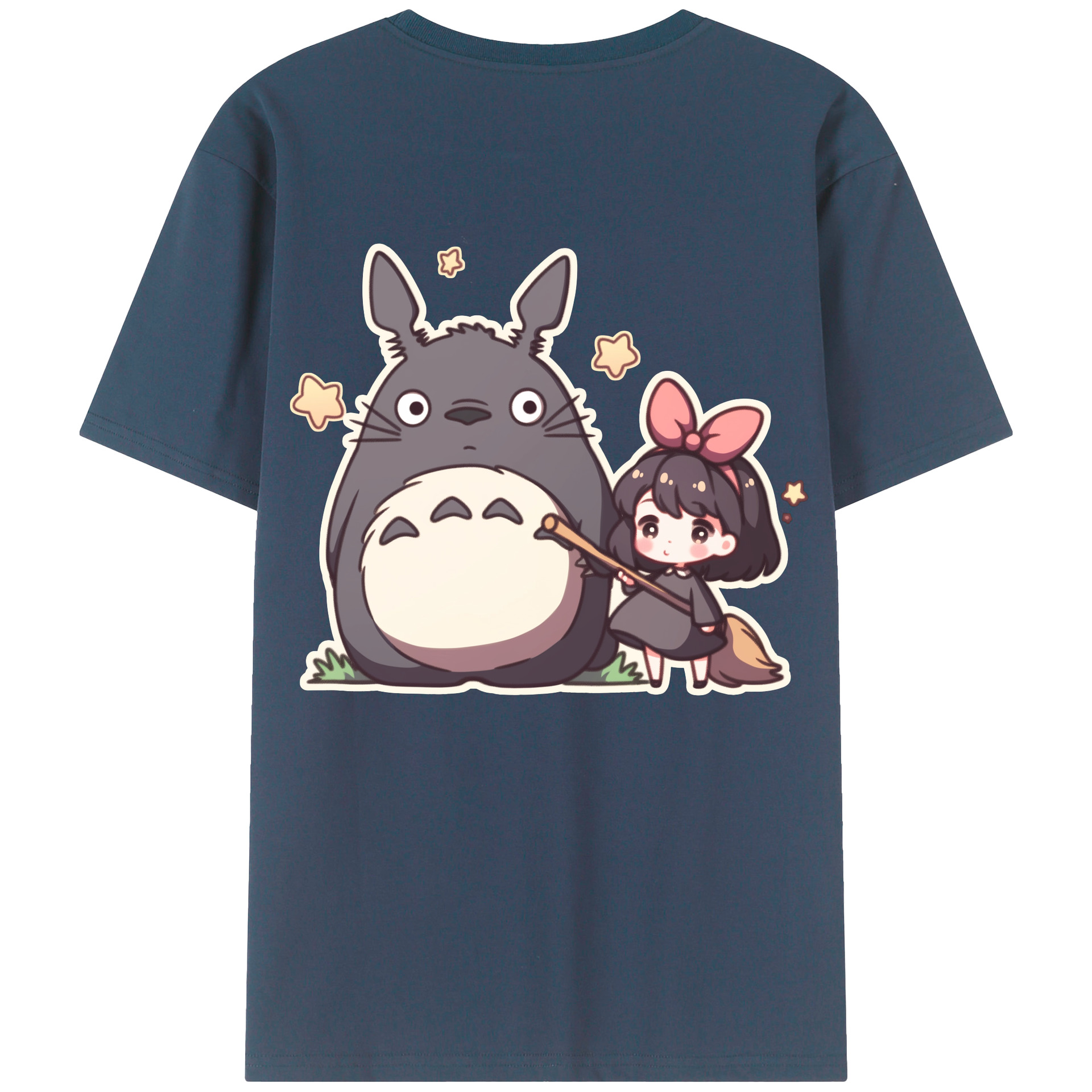 （画像用） となりのトトロ 草壁メイ 草壁サツキ My Neighbor Totoro Satsuki Kusakabe Mei Kusakabe 綿100％ メンズ半袖Tシャツ（バックプリント） 通気性
