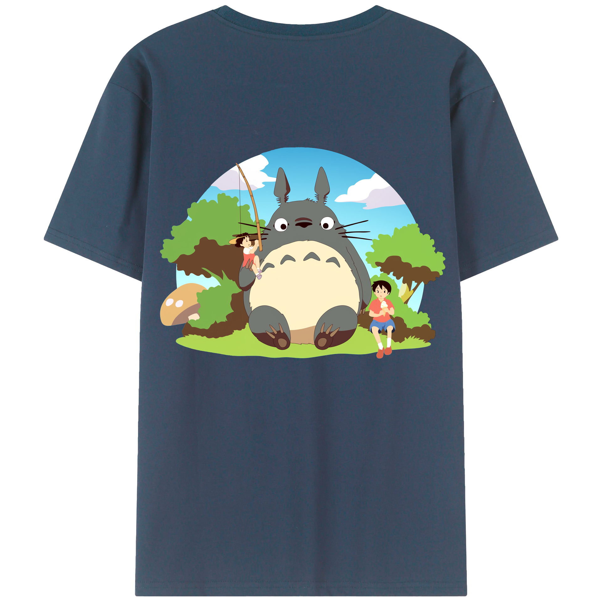 （画像用） となりのトトロ 草壁メイ 草壁サツキ My Neighbor Totoro Satsuki Kusakabe Mei Kusakabe 綿100％ メンズ半袖Tシャツ（バックプリント） 通気性