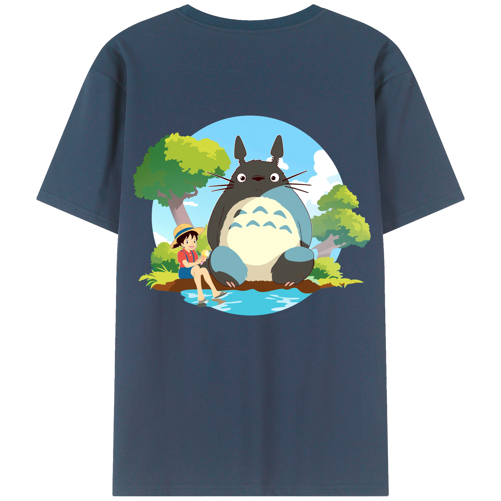 （画像用） となりのトトロ 草壁メイ 草壁サツキ My Neighbor Totoro Satsuki Kusakabe Mei Kusakabe 綿100％ メンズ半袖Tシャツ（バックプリント） 通気性