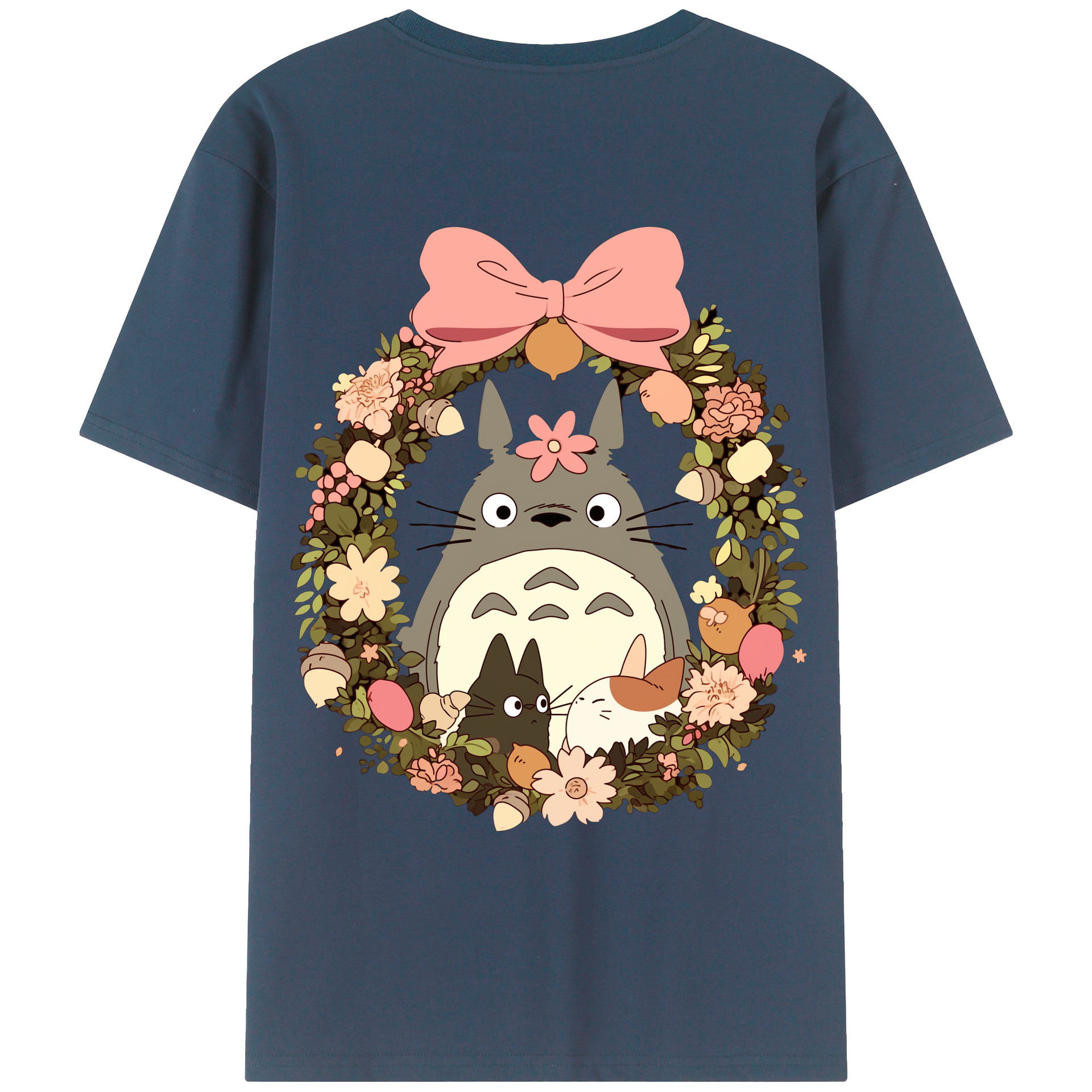 （画像用） となりのトトロ 草壁メイ 草壁サツキ My Neighbor Totoro Satsuki Kusakabe Mei Kusakabe 綿100％ メンズ半袖Tシャツ（バックプリント） 通気性