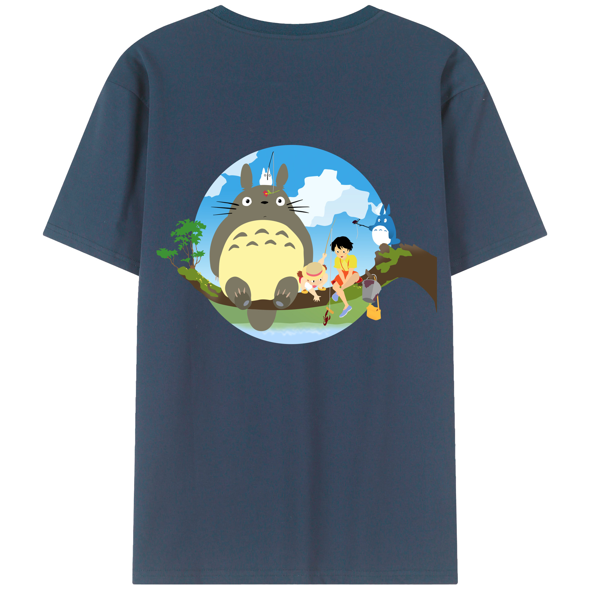 （画像用） となりのトトロ 草壁メイ 草壁サツキ My Neighbor Totoro Satsuki Kusakabe Mei Kusakabe 綿100％ メンズ半袖Tシャツ（バックプリント） 通気性