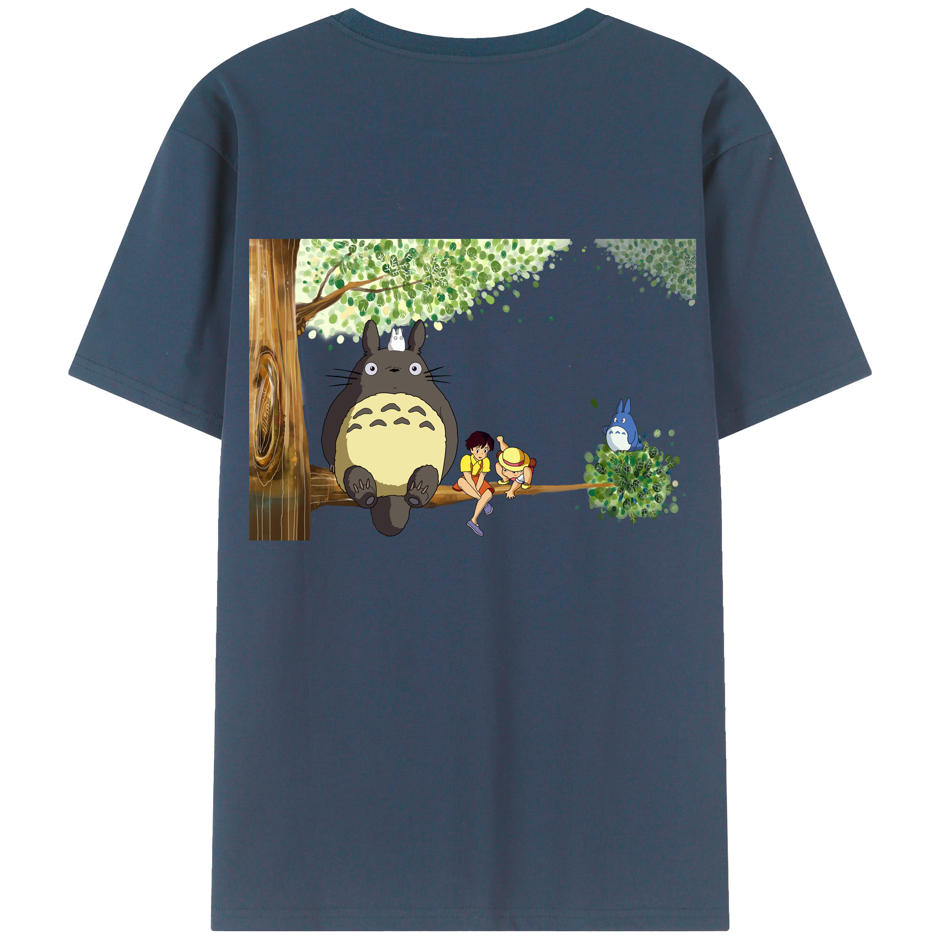 （画像用） となりのトトロ 草壁メイ 草壁サツキ My Neighbor Totoro Satsuki Kusakabe Mei Kusakabe 綿100％ メンズ半袖Tシャツ（バックプリント） 通気性