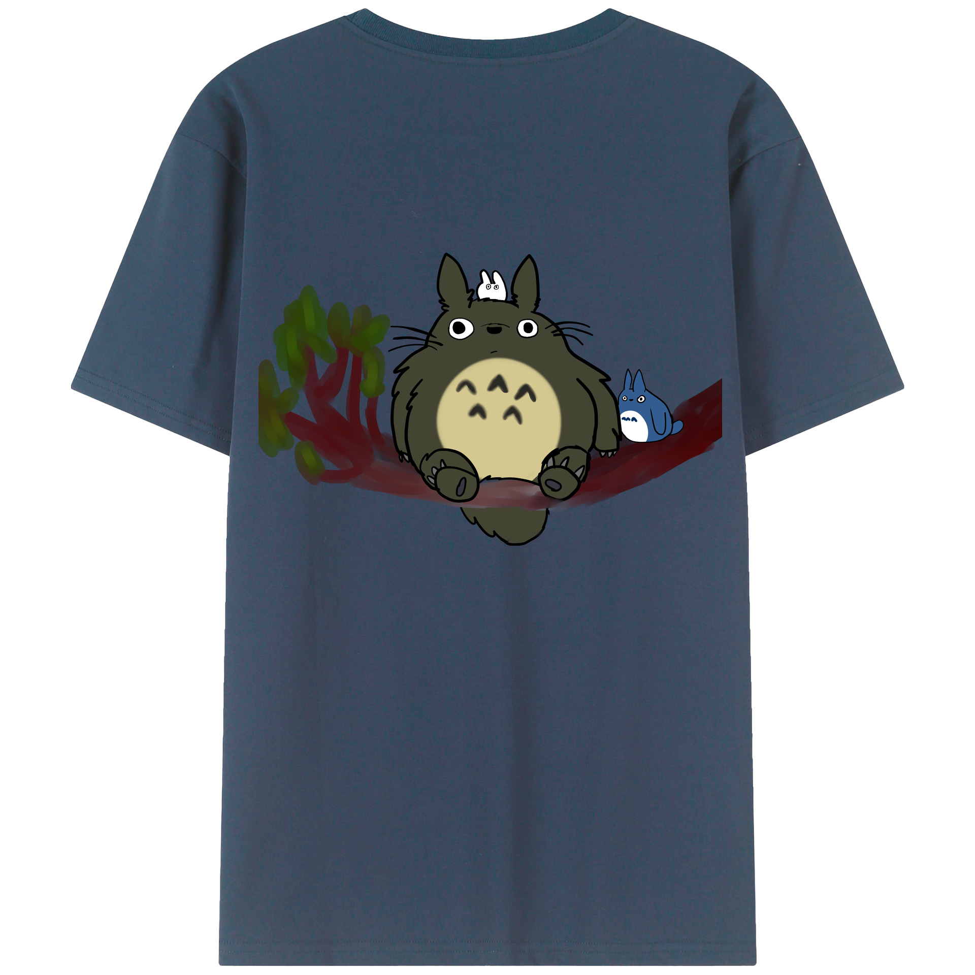 （画像用） となりのトトロ 草壁メイ 草壁サツキ My Neighbor Totoro Satsuki Kusakabe Mei Kusakabe 綿100％ メンズ半袖Tシャツ（バックプリント） 通気性