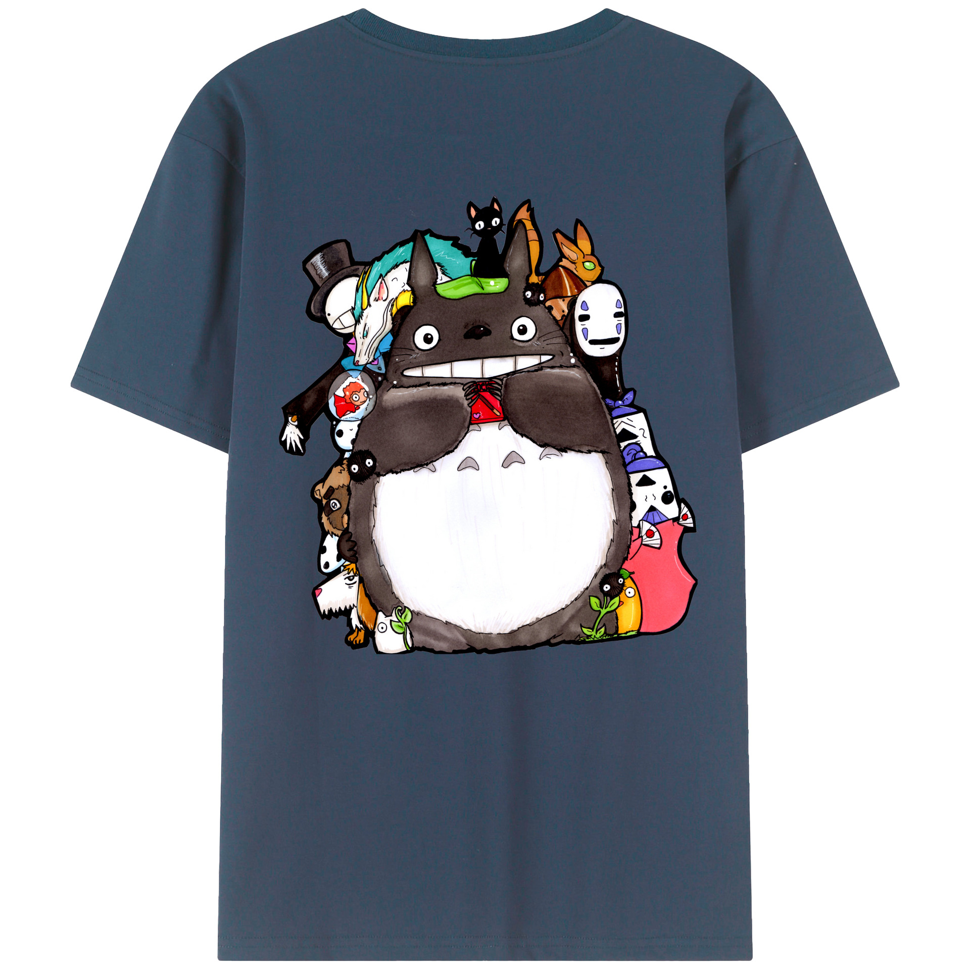 （画像用） となりのトトロ 草壁メイ 草壁サツキ My Neighbor Totoro Satsuki Kusakabe Mei Kusakabe 綿100％ メンズ半袖Tシャツ（バックプリント） 通気性