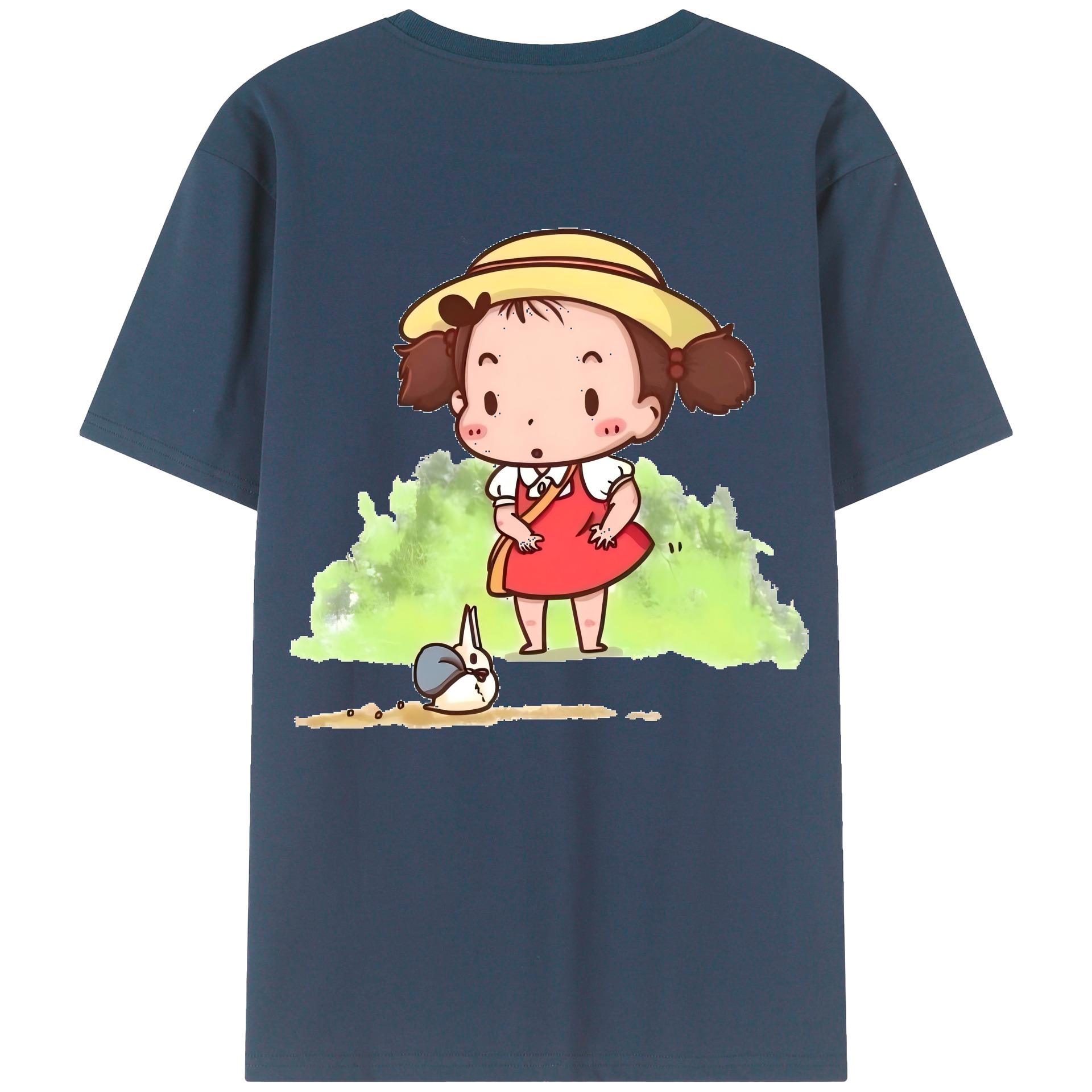 （画像用） となりのトトロ 草壁メイ 草壁サツキ My Neighbor Totoro Satsuki Kusakabe Mei Kusakabe 綿100％ メンズ半袖Tシャツ（バックプリント） 通気性