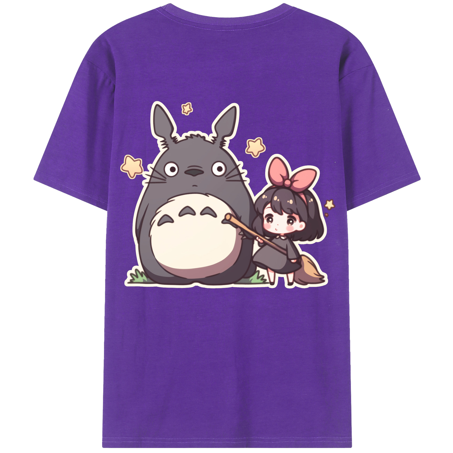 （画像用） となりのトトロ 草壁メイ 草壁サツキ My Neighbor Totoro Satsuki Kusakabe Mei Kusakabe 綿100％ メンズ半袖Tシャツ（バックプリント） 通気性