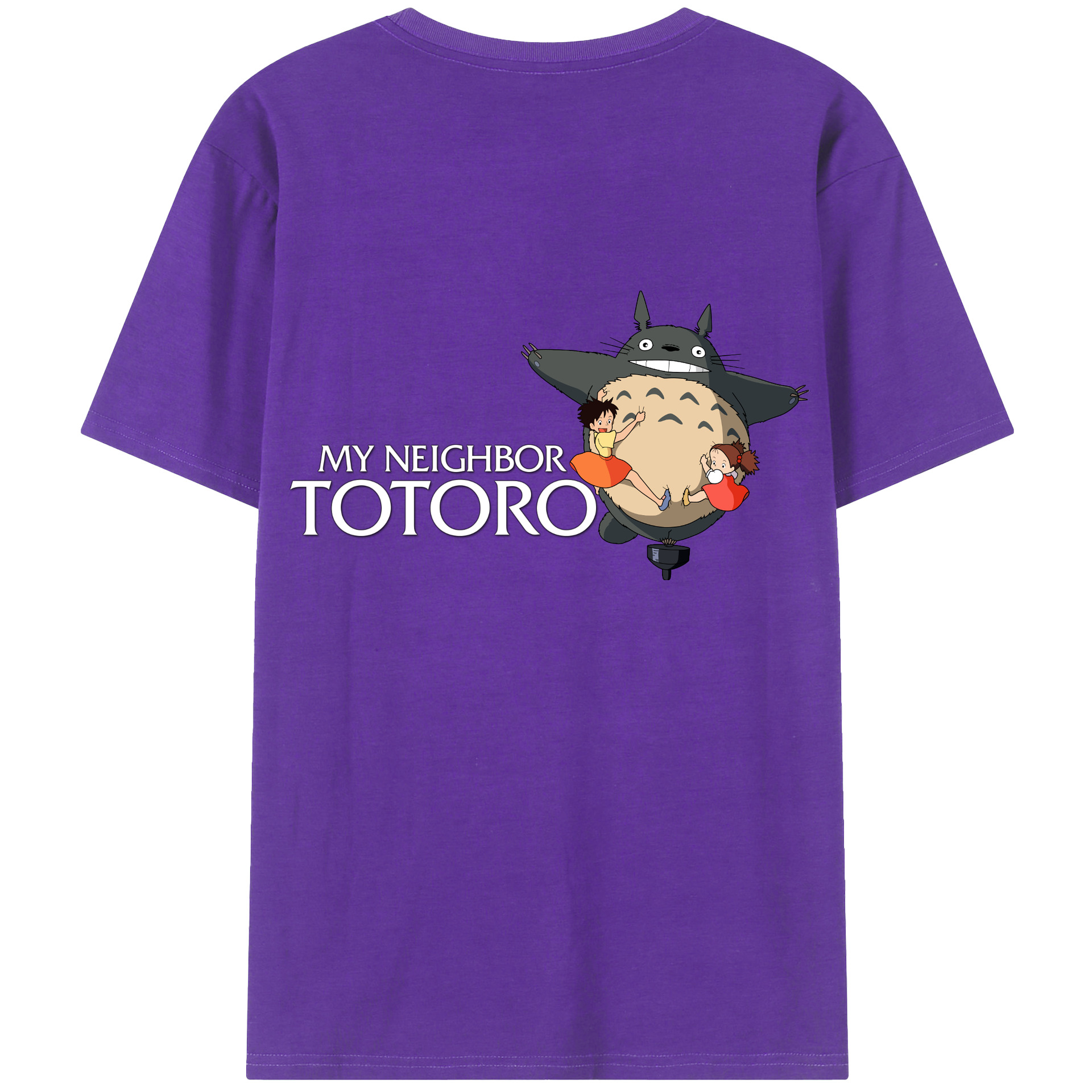 （画像用） となりのトトロ 草壁メイ 草壁サツキ My Neighbor Totoro Satsuki Kusakabe Mei Kusakabe 綿100％ メンズ半袖Tシャツ（バックプリント） 通気性