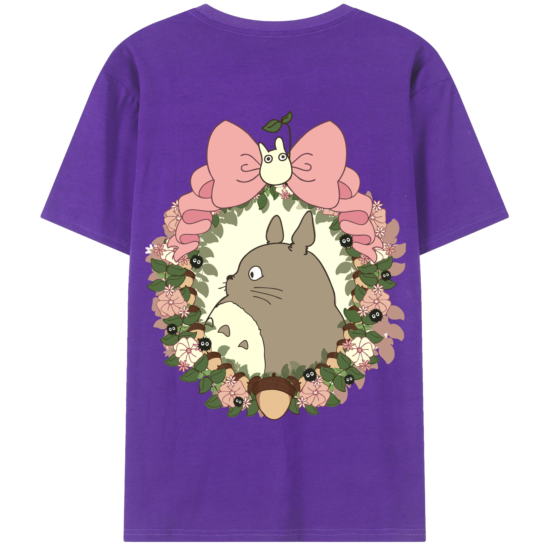 （画像用） となりのトトロ 草壁メイ 草壁サツキ My Neighbor Totoro Satsuki Kusakabe Mei Kusakabe 綿100％ メンズ半袖Tシャツ（バックプリント） 通気性