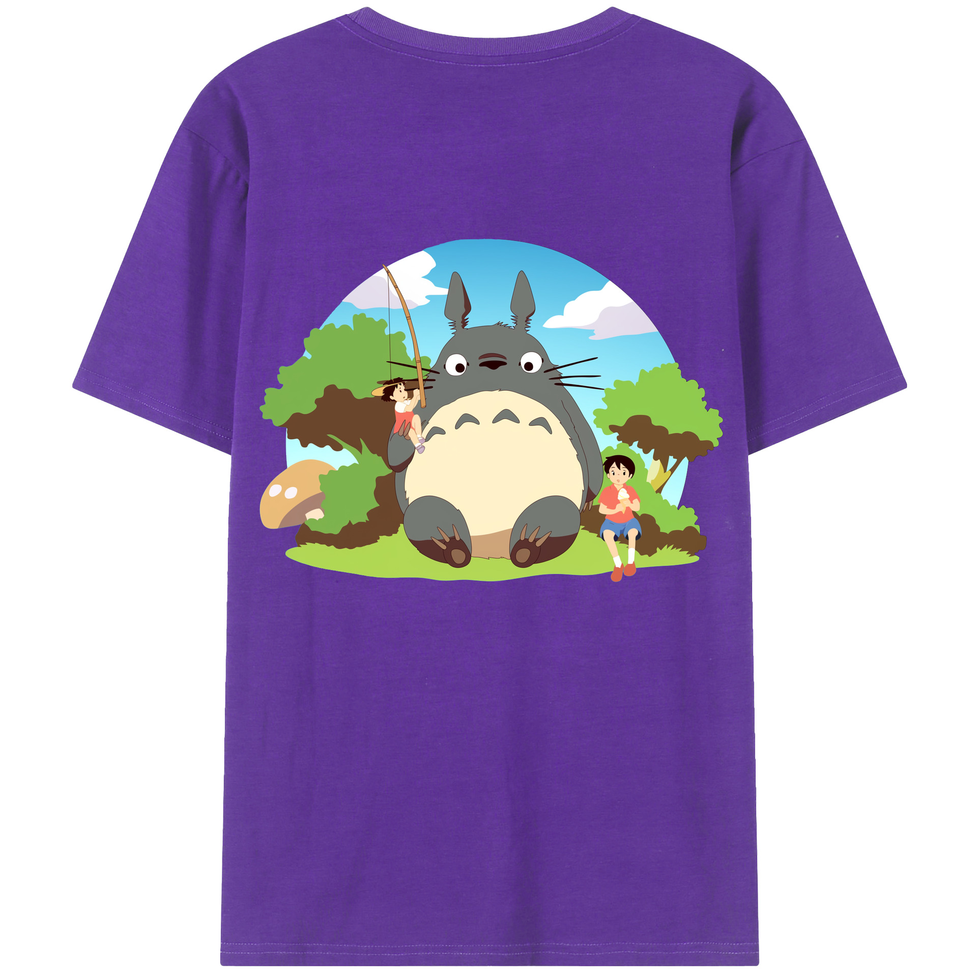 （画像用） となりのトトロ 草壁メイ 草壁サツキ My Neighbor Totoro Satsuki Kusakabe Mei Kusakabe 綿100％ メンズ半袖Tシャツ（バックプリント） 通気性