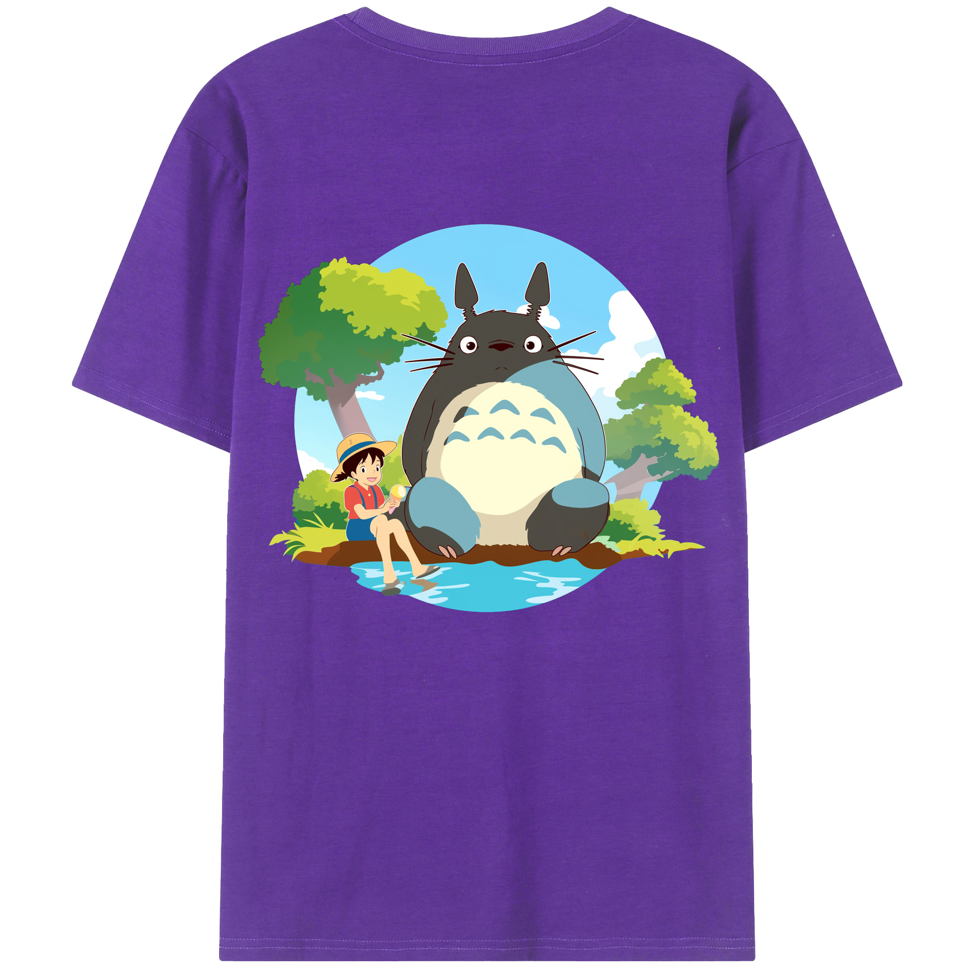 （画像用） となりのトトロ 草壁メイ 草壁サツキ My Neighbor Totoro Satsuki Kusakabe Mei Kusakabe 綿100％ メンズ半袖Tシャツ（バックプリント） 通気性