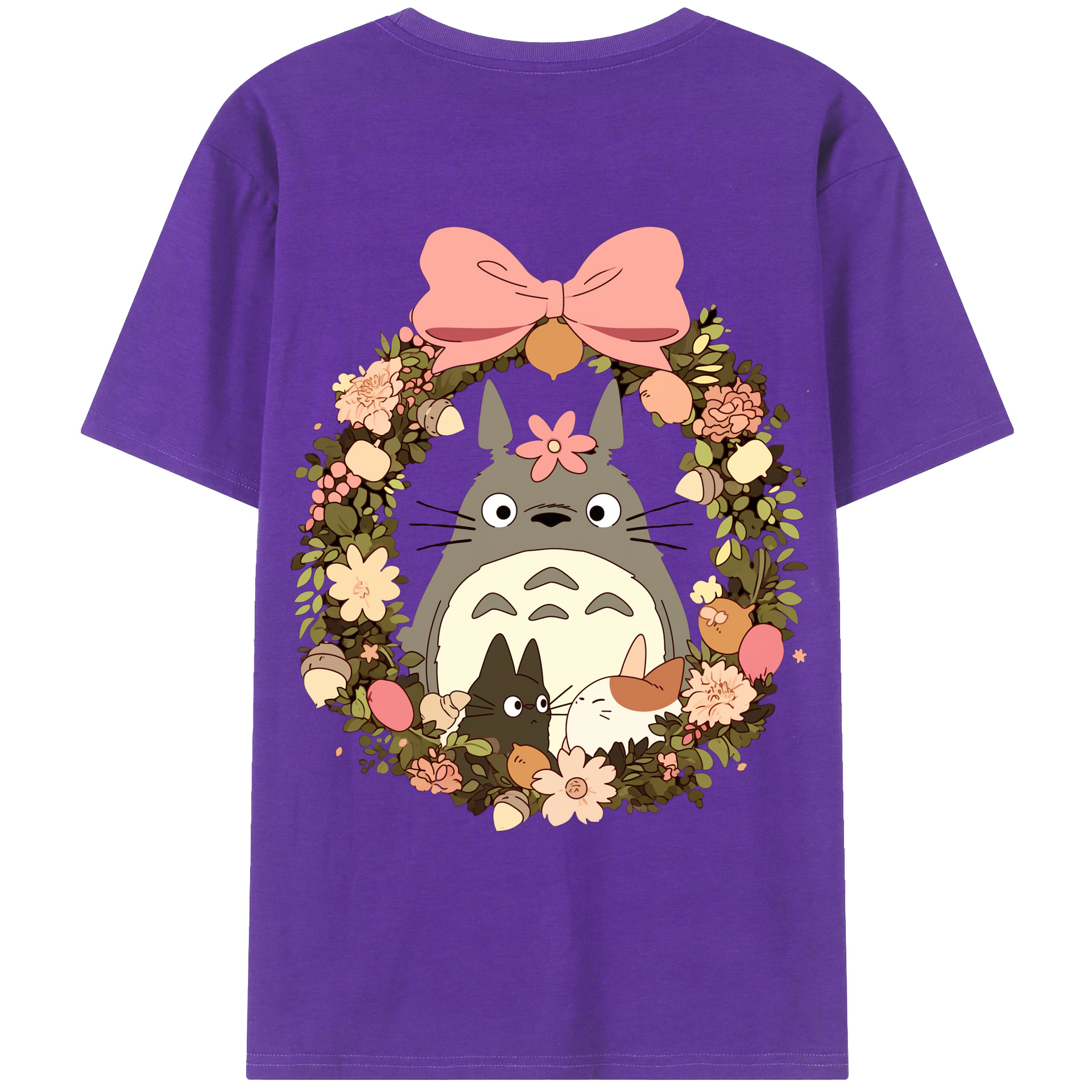（画像用） となりのトトロ 草壁メイ 草壁サツキ My Neighbor Totoro Satsuki Kusakabe Mei Kusakabe 綿100％ メンズ半袖Tシャツ（バックプリント） 通気性