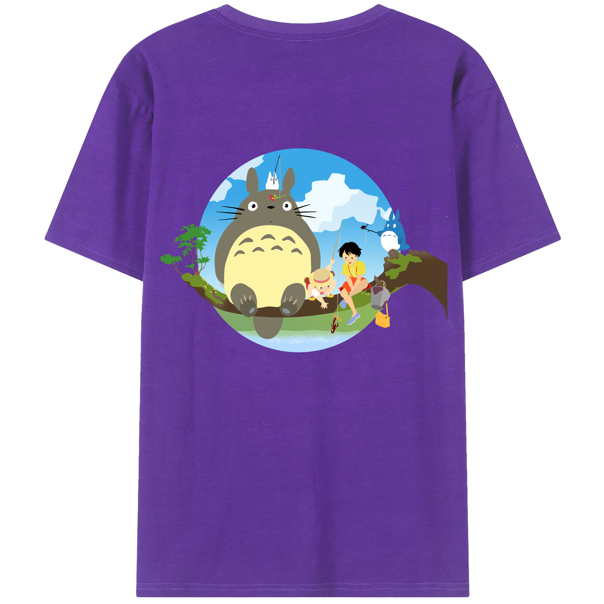 （画像用） となりのトトロ 草壁メイ 草壁サツキ My Neighbor Totoro Satsuki Kusakabe Mei Kusakabe 綿100％ メンズ半袖Tシャツ（バックプリント） 通気性