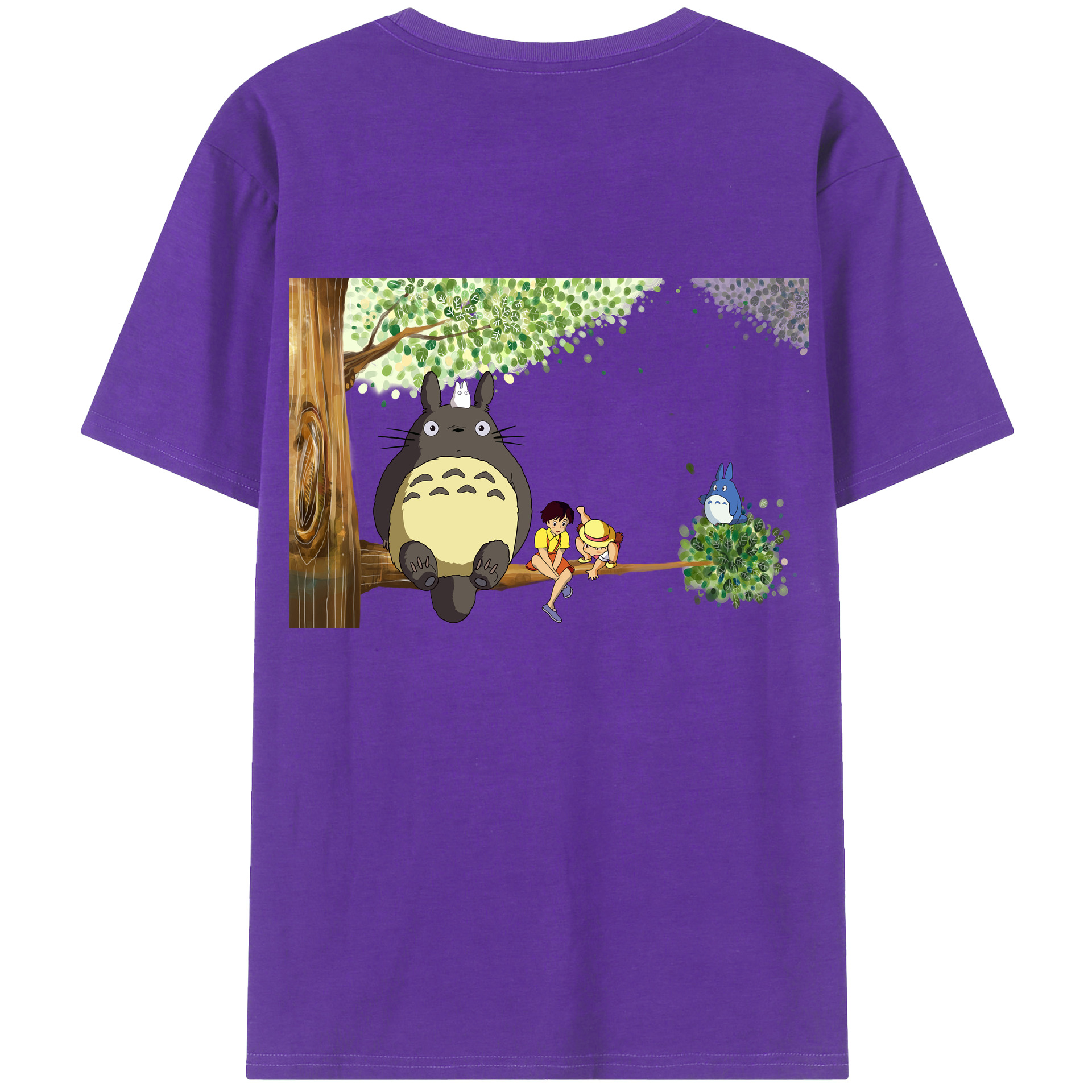 （画像用） となりのトトロ 草壁メイ 草壁サツキ My Neighbor Totoro Satsuki Kusakabe Mei Kusakabe 綿100％ メンズ半袖Tシャツ（バックプリント） 通気性