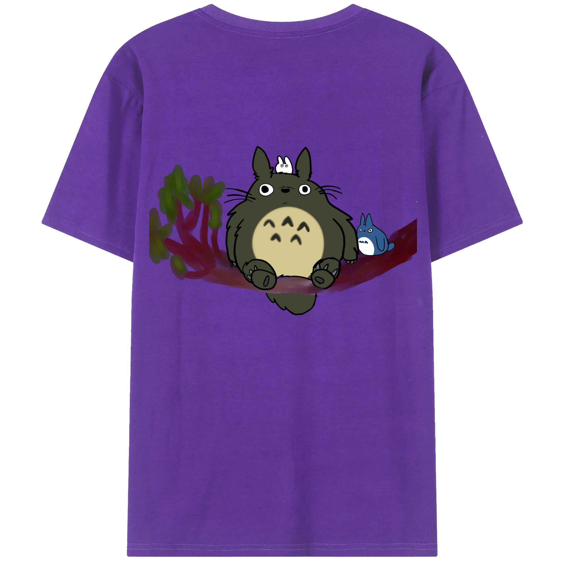 （画像用） となりのトトロ 草壁メイ 草壁サツキ My Neighbor Totoro Satsuki Kusakabe Mei Kusakabe 綿100％ メンズ半袖Tシャツ（バックプリント） 通気性