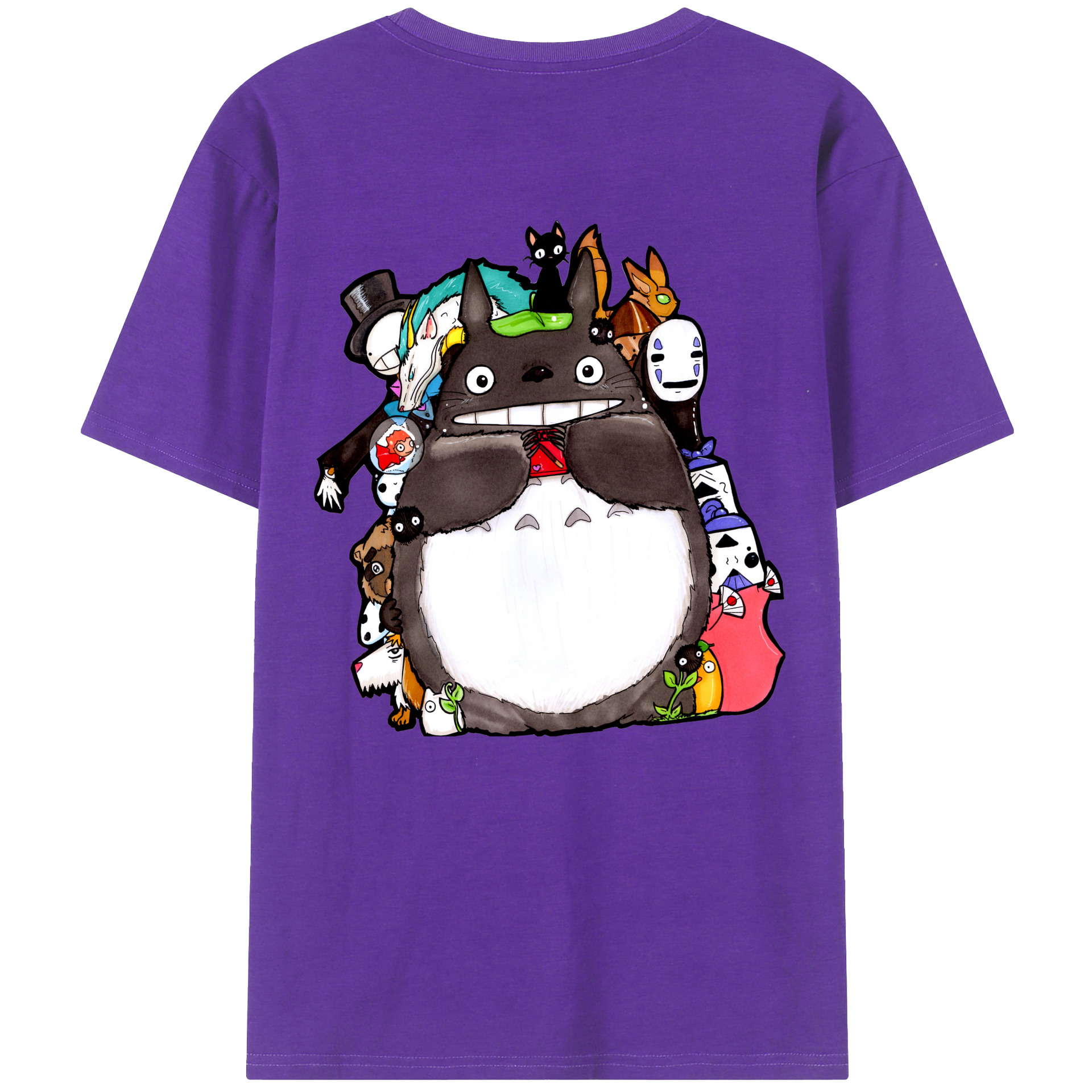 （画像用） となりのトトロ 草壁メイ 草壁サツキ My Neighbor Totoro Satsuki Kusakabe Mei Kusakabe 綿100％ メンズ半袖Tシャツ（バックプリント） 通気性