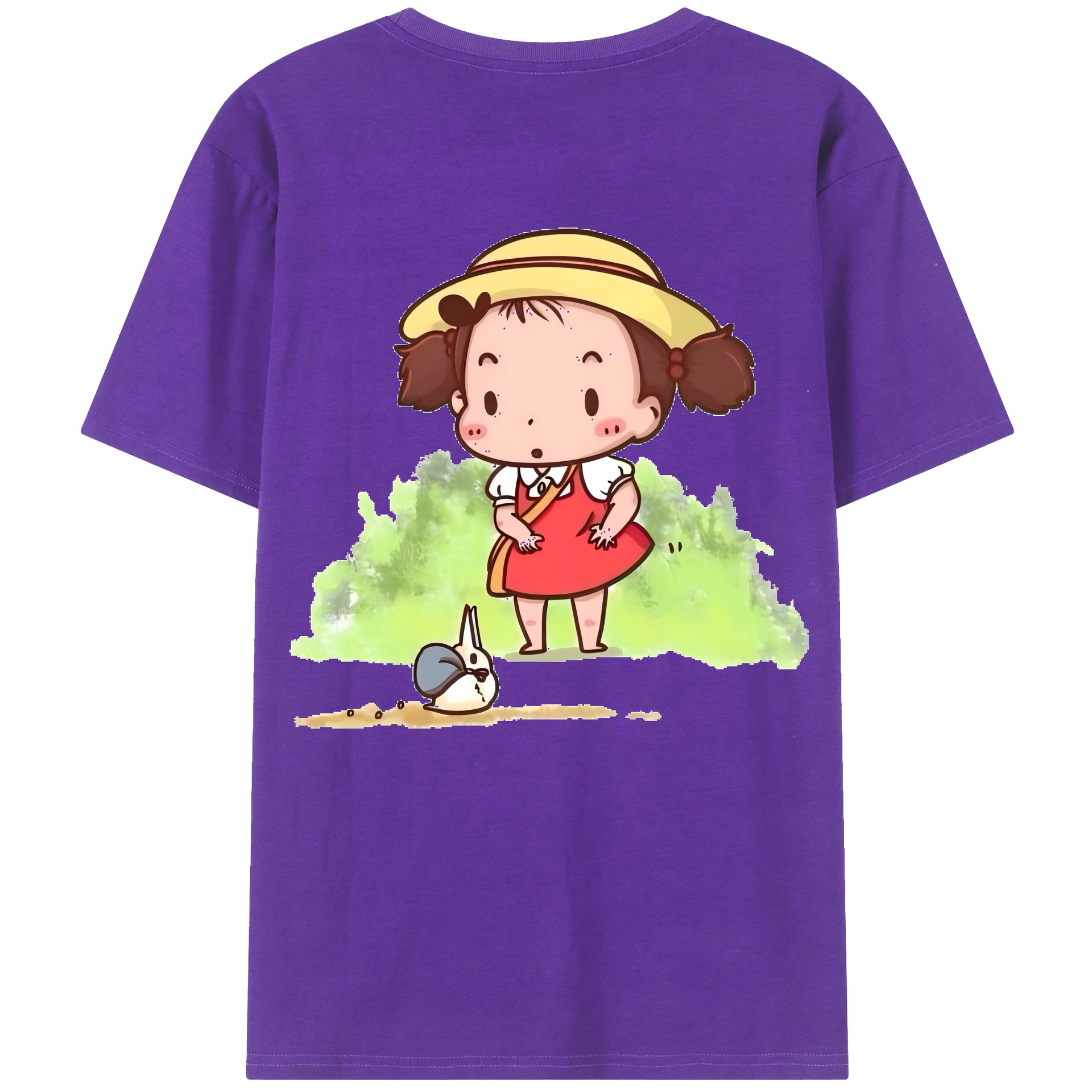 （画像用） となりのトトロ 草壁メイ 草壁サツキ My Neighbor Totoro Satsuki Kusakabe Mei Kusakabe 綿100％ メンズ半袖Tシャツ（バックプリント） 通気性