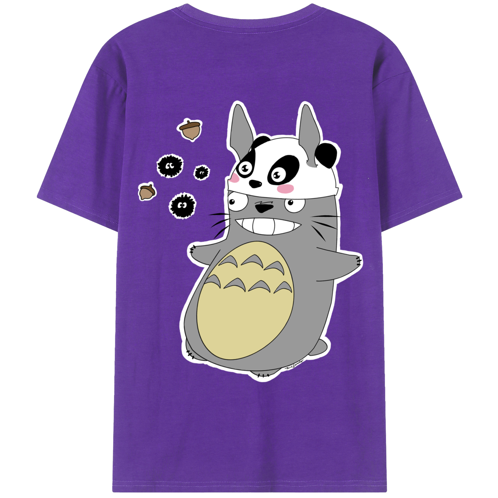 （画像用） となりのトトロ 草壁メイ 草壁サツキ My Neighbor Totoro Satsuki Kusakabe Mei Kusakabe 綿100％ メンズ半袖Tシャツ（バックプリント） 通気性