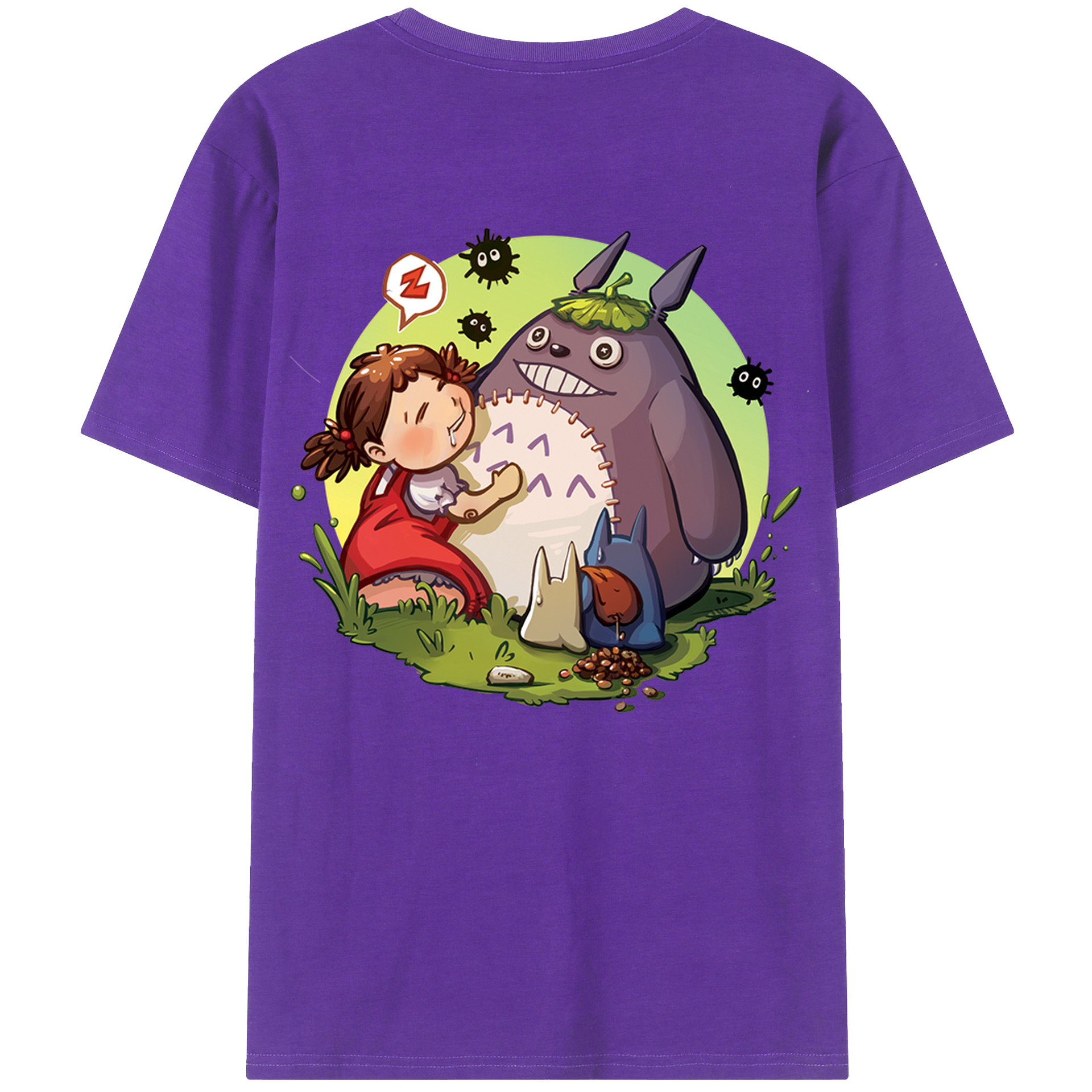 （画像用） となりのトトロ 草壁メイ 草壁サツキ My Neighbor Totoro Satsuki Kusakabe Mei Kusakabe 綿100％ メンズ半袖Tシャツ（バックプリント） 通気性