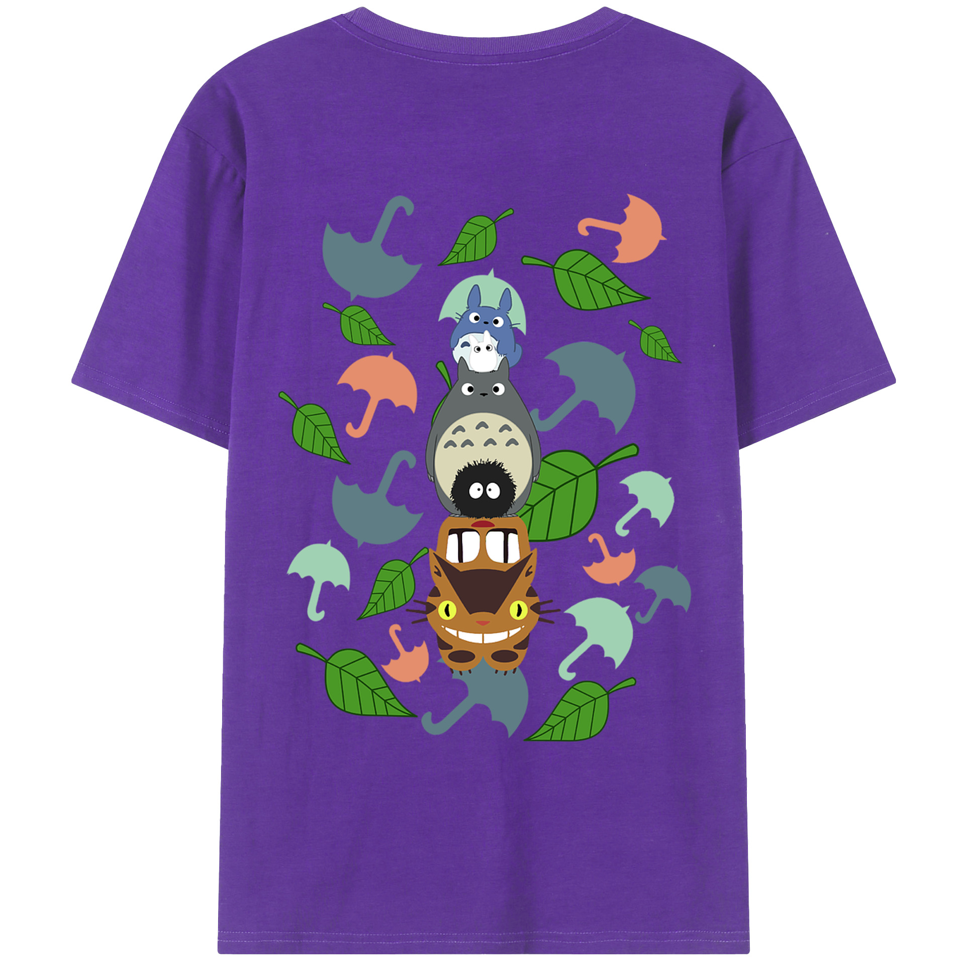 （画像用） となりのトトロ 草壁メイ 草壁サツキ My Neighbor Totoro Satsuki Kusakabe Mei Kusakabe 綿100％ メンズ半袖Tシャツ（バックプリント） 通気性