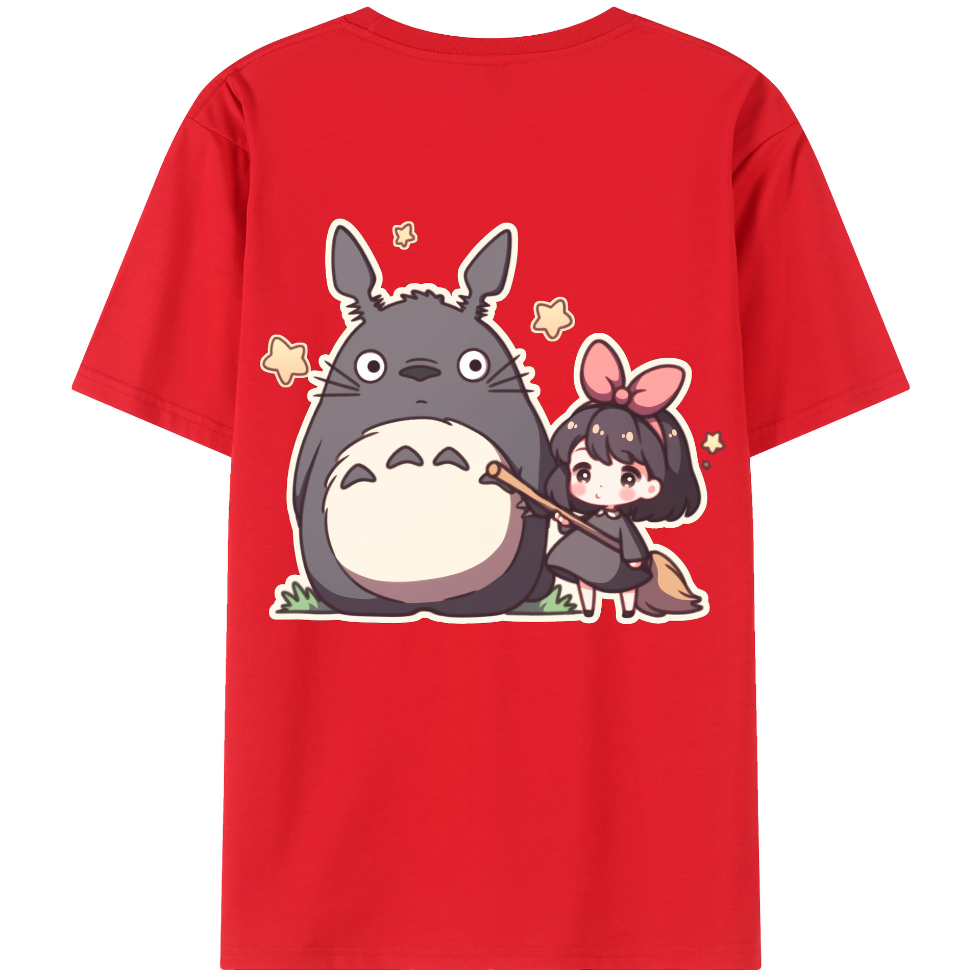（画像用） となりのトトロ 草壁メイ 草壁サツキ My Neighbor Totoro Satsuki Kusakabe Mei Kusakabe 綿100％ メンズ半袖Tシャツ（バックプリント） 通気性