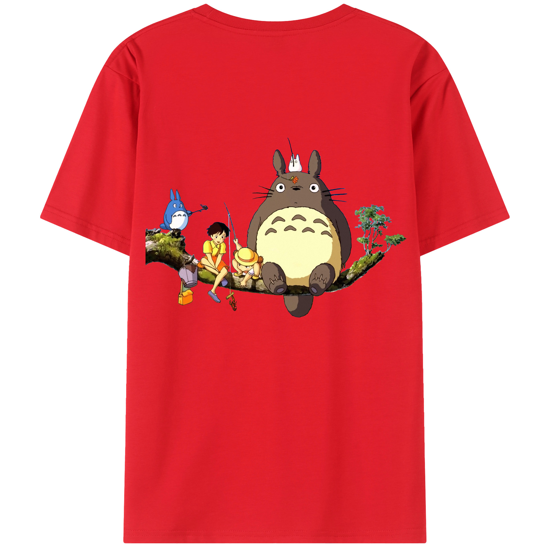 （画像用） となりのトトロ 草壁メイ 草壁サツキ My Neighbor Totoro Satsuki Kusakabe Mei Kusakabe 綿100％ メンズ半袖Tシャツ（バックプリント） 通気性