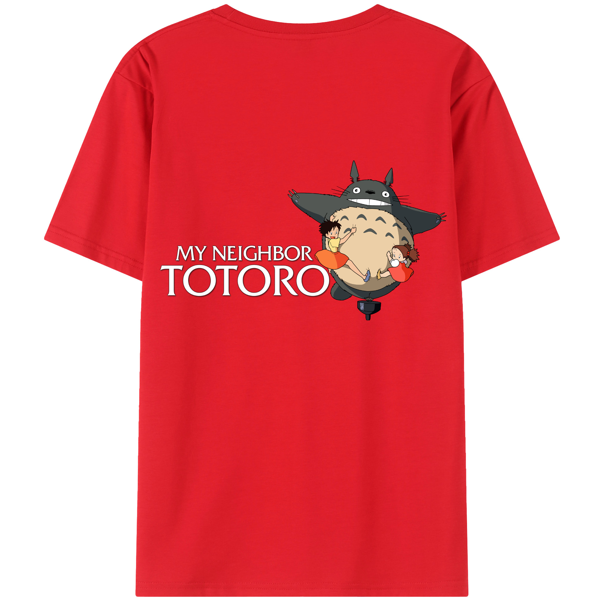（画像用） となりのトトロ 草壁メイ 草壁サツキ My Neighbor Totoro Satsuki Kusakabe Mei Kusakabe 綿100％ メンズ半袖Tシャツ（バックプリント） 通気性
