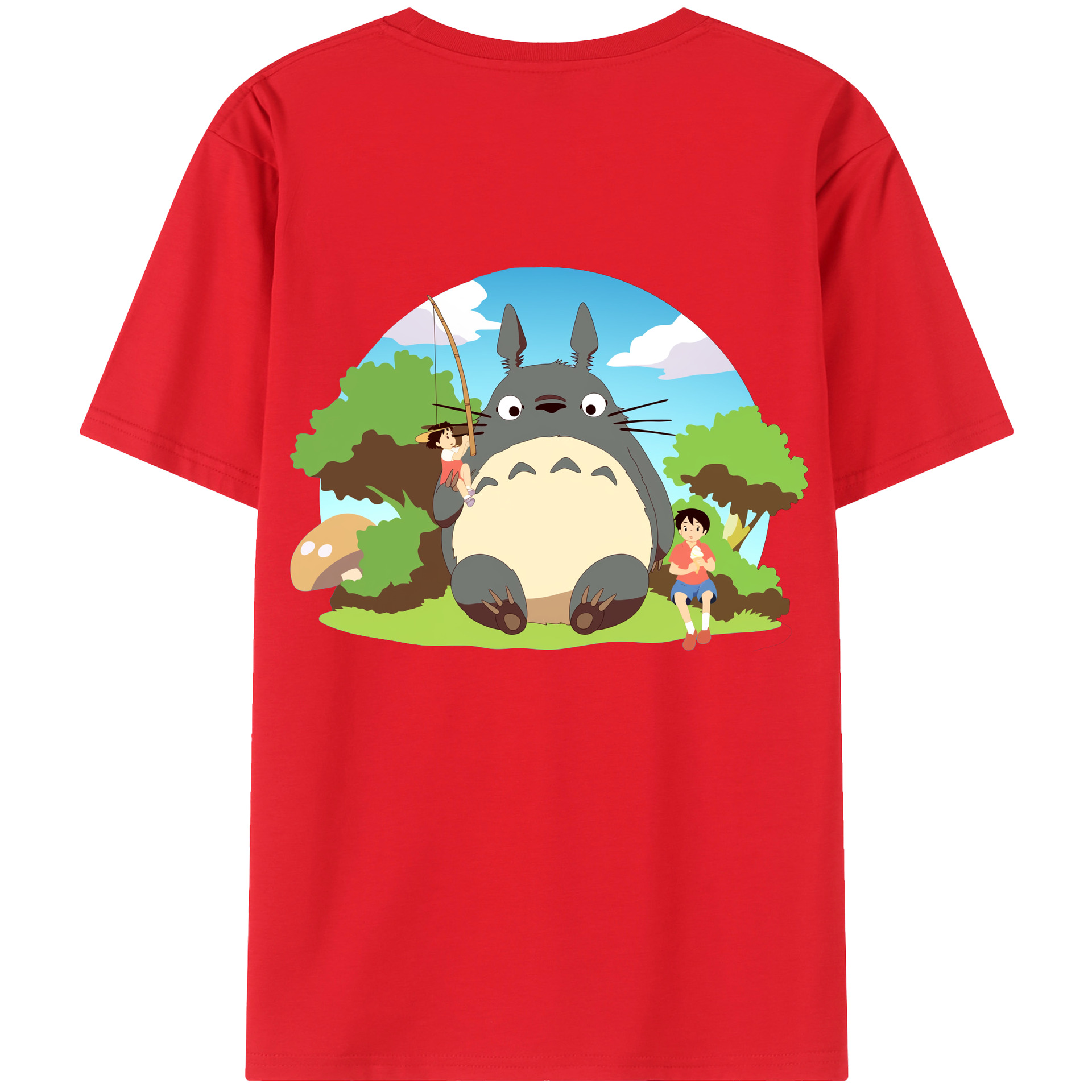 （画像用） となりのトトロ 草壁メイ 草壁サツキ My Neighbor Totoro Satsuki Kusakabe Mei Kusakabe 綿100％ メンズ半袖Tシャツ（バックプリント） 通気性