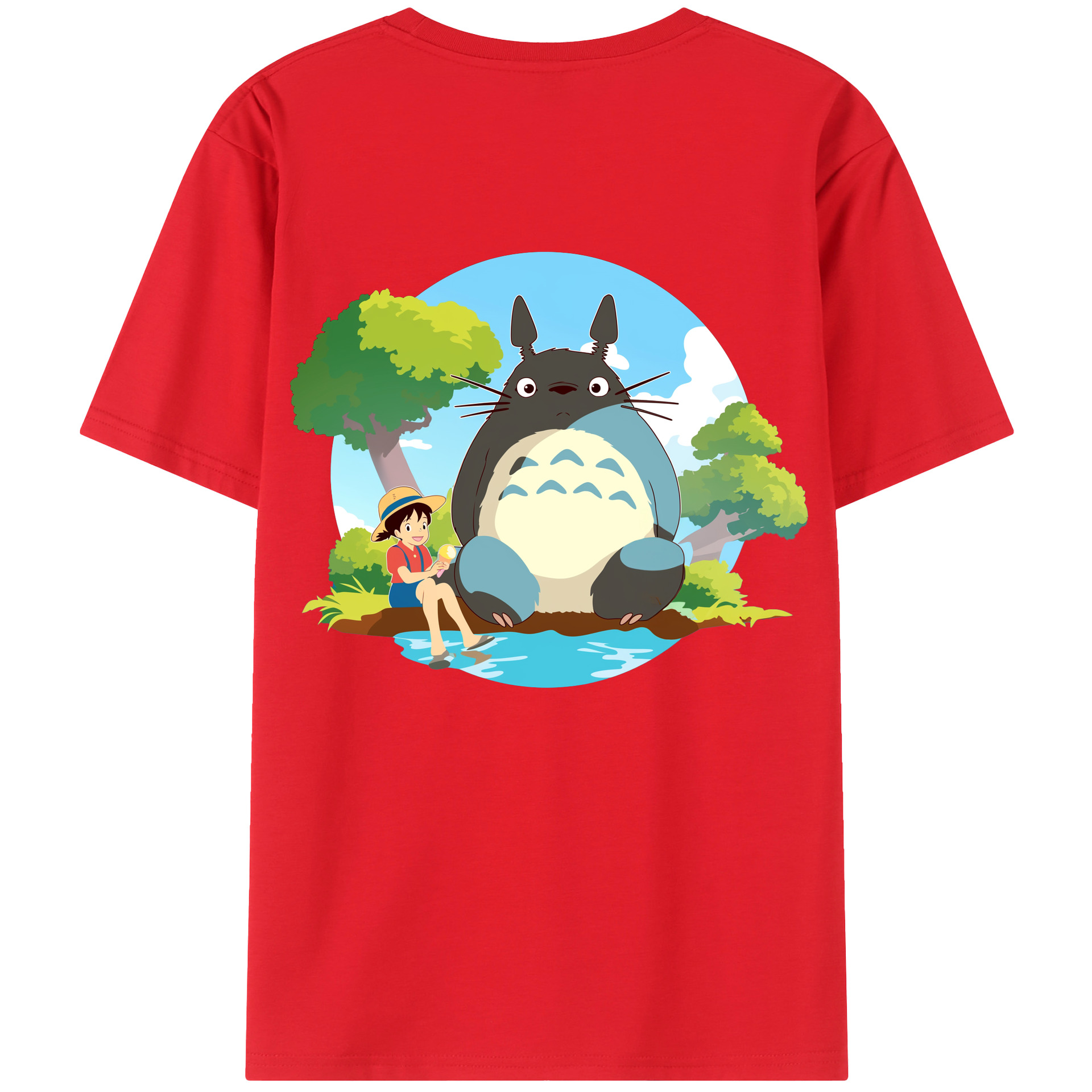 （画像用） となりのトトロ 草壁メイ 草壁サツキ My Neighbor Totoro Satsuki Kusakabe Mei Kusakabe 綿100％ メンズ半袖Tシャツ（バックプリント） 通気性