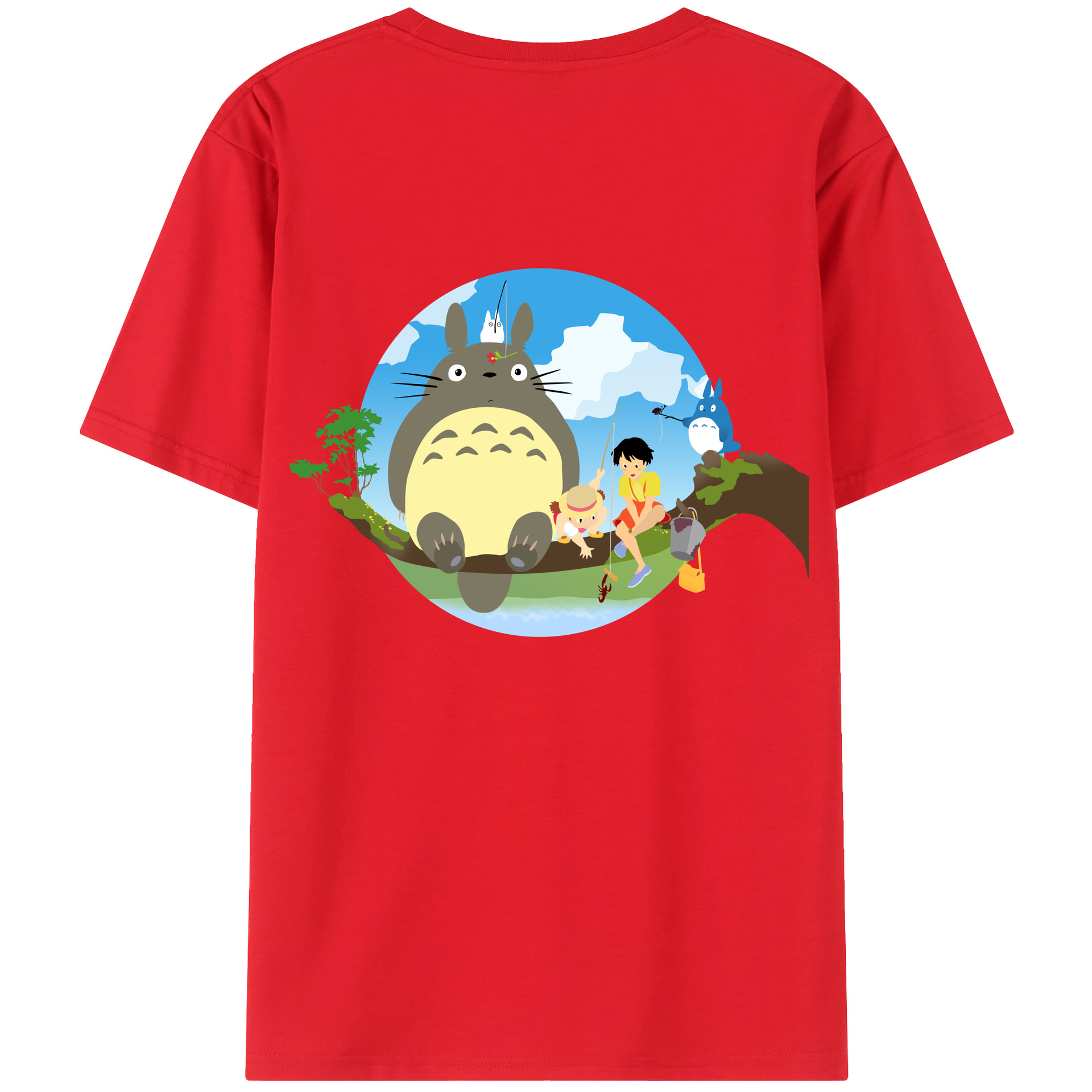 （画像用） となりのトトロ 草壁メイ 草壁サツキ My Neighbor Totoro Satsuki Kusakabe Mei Kusakabe 綿100％ メンズ半袖Tシャツ（バックプリント） 通気性