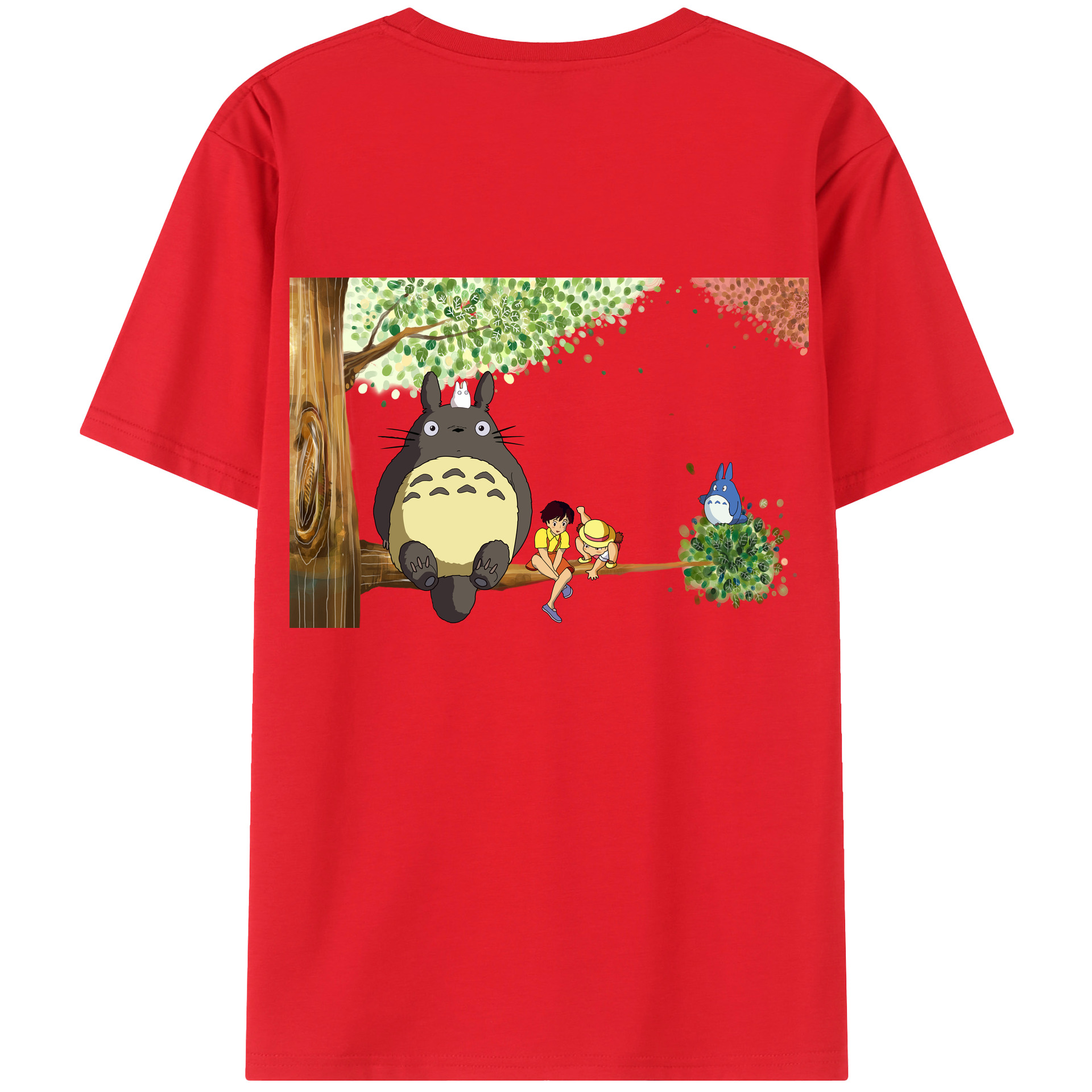 （画像用） となりのトトロ 草壁メイ 草壁サツキ My Neighbor Totoro Satsuki Kusakabe Mei Kusakabe 綿100％ メンズ半袖Tシャツ（バックプリント） 通気性