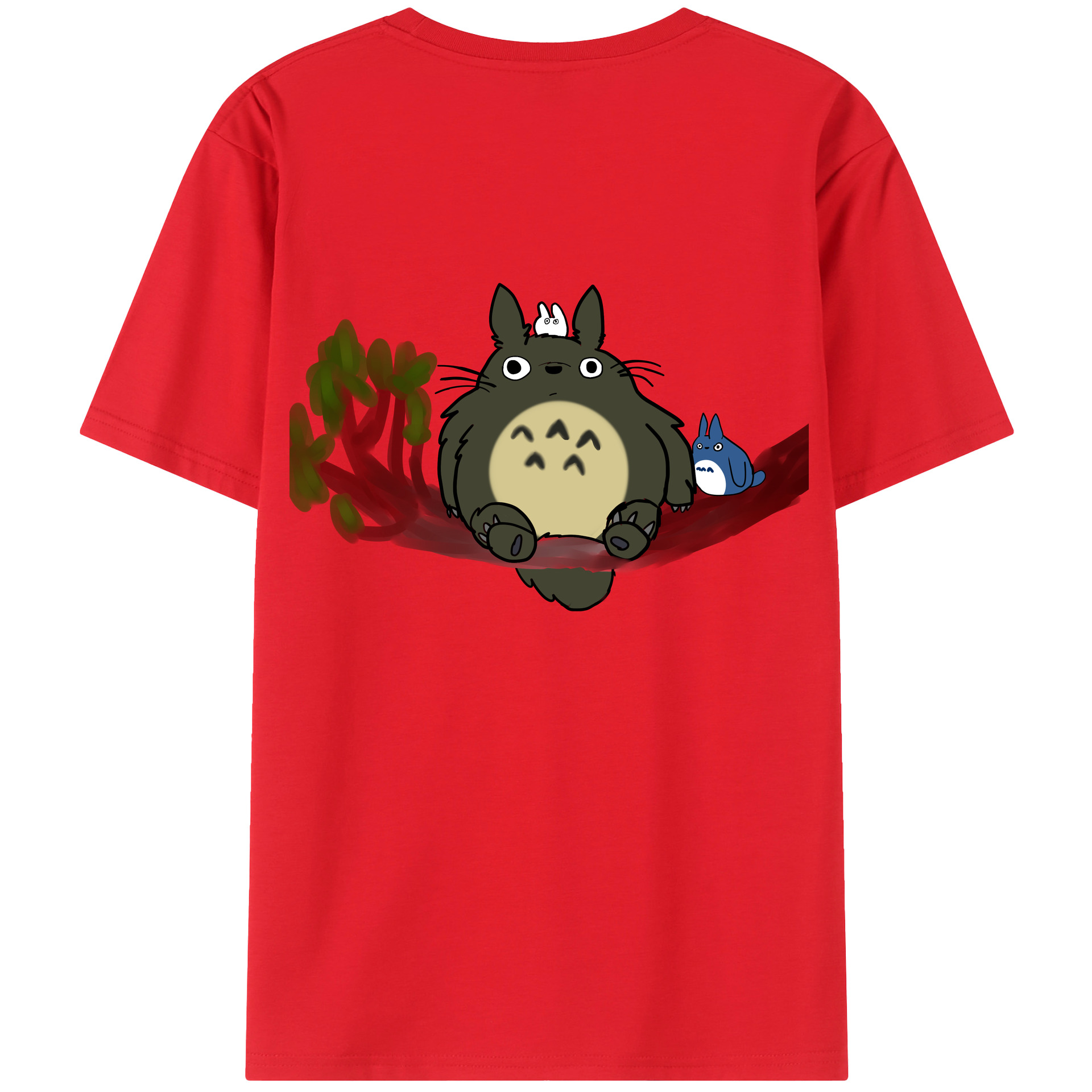 （画像用） となりのトトロ 草壁メイ 草壁サツキ My Neighbor Totoro Satsuki Kusakabe Mei Kusakabe 綿100％ メンズ半袖Tシャツ（バックプリント） 通気性