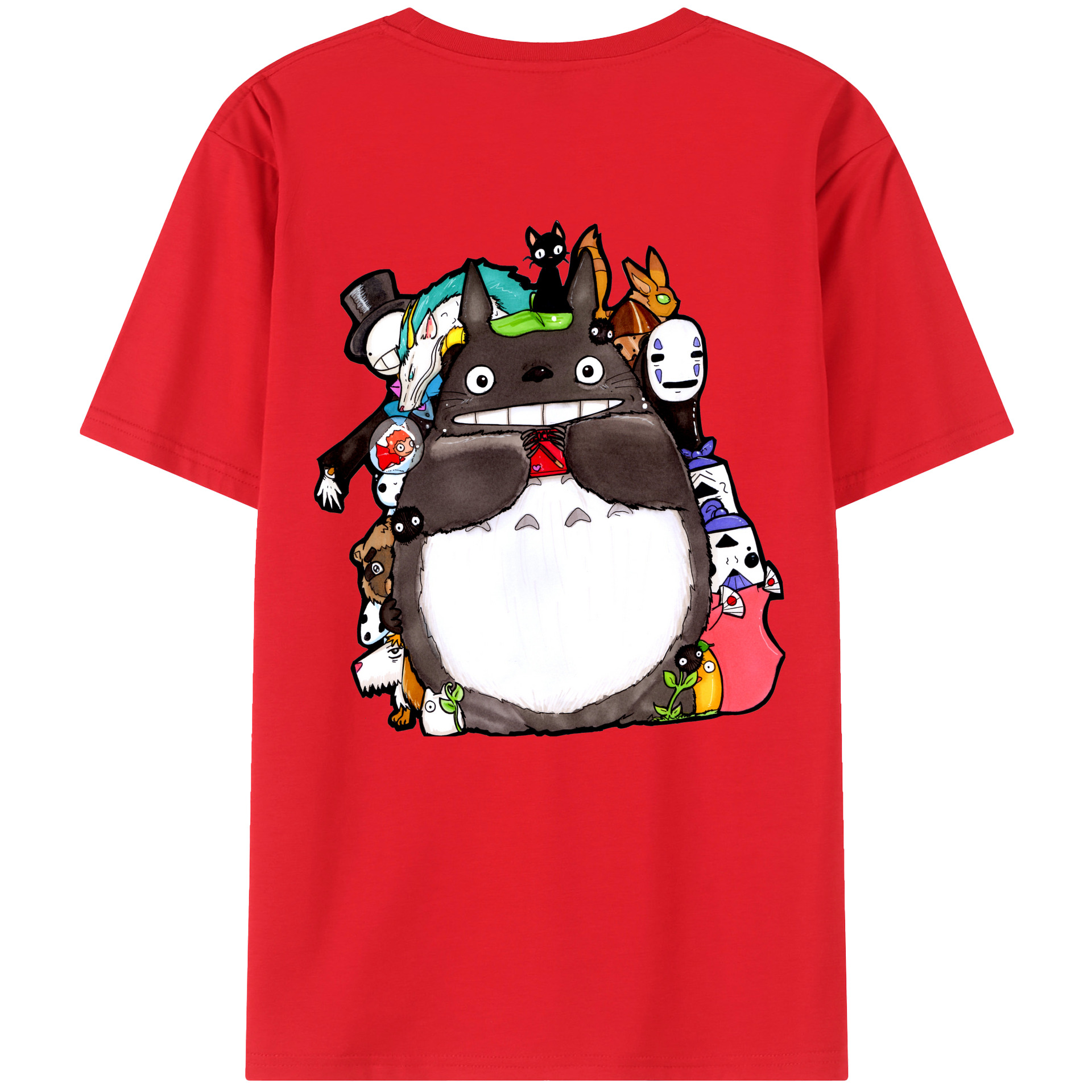 （画像用） となりのトトロ 草壁メイ 草壁サツキ My Neighbor Totoro Satsuki Kusakabe Mei Kusakabe 綿100％ メンズ半袖Tシャツ（バックプリント） 通気性
