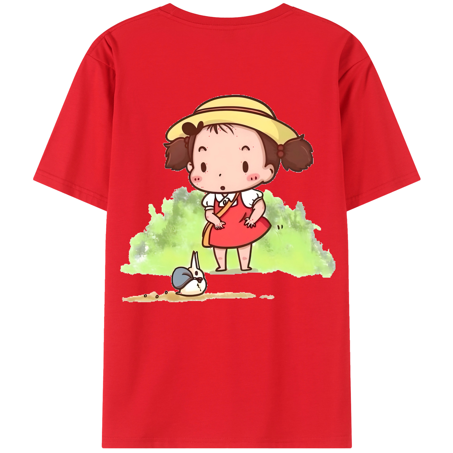 （画像用） となりのトトロ 草壁メイ 草壁サツキ My Neighbor Totoro Satsuki Kusakabe Mei Kusakabe 綿100％ メンズ半袖Tシャツ（バックプリント） 通気性