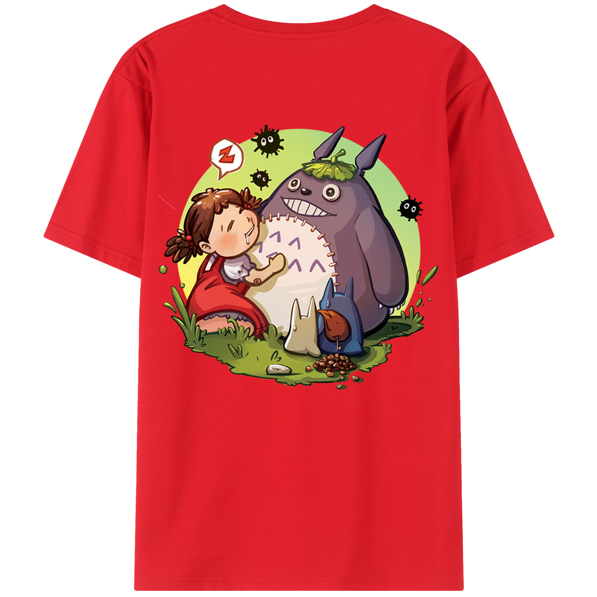 （画像用） となりのトトロ 草壁メイ 草壁サツキ My Neighbor Totoro Satsuki Kusakabe Mei Kusakabe 綿100％ メンズ半袖Tシャツ（バックプリント） 通気性