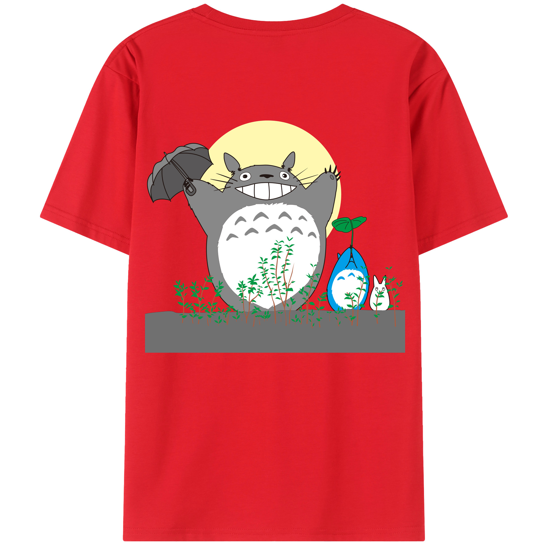 （画像用） となりのトトロ 草壁メイ 草壁サツキ My Neighbor Totoro Satsuki Kusakabe Mei Kusakabe 綿100％ メンズ半袖Tシャツ（バックプリント） 通気性