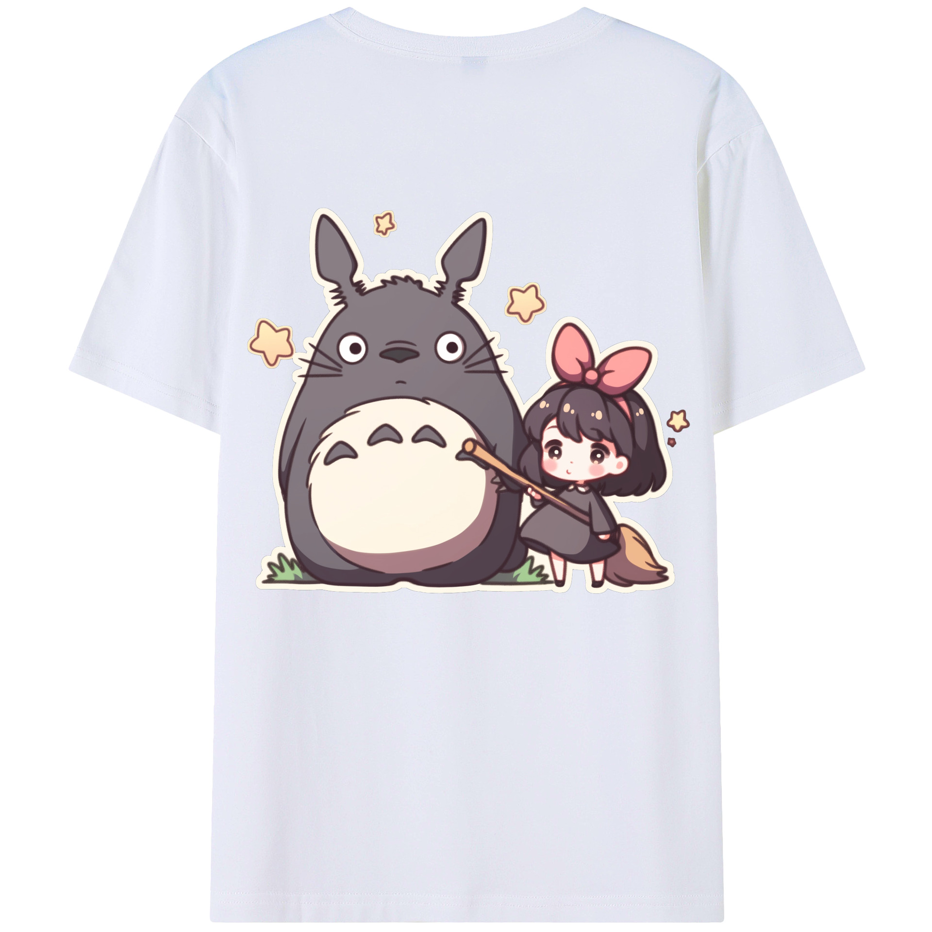 （画像用） となりのトトロ 草壁メイ 草壁サツキ My Neighbor Totoro Satsuki Kusakabe Mei Kusakabe 綿100％ メンズ半袖Tシャツ（バックプリント） 通気性