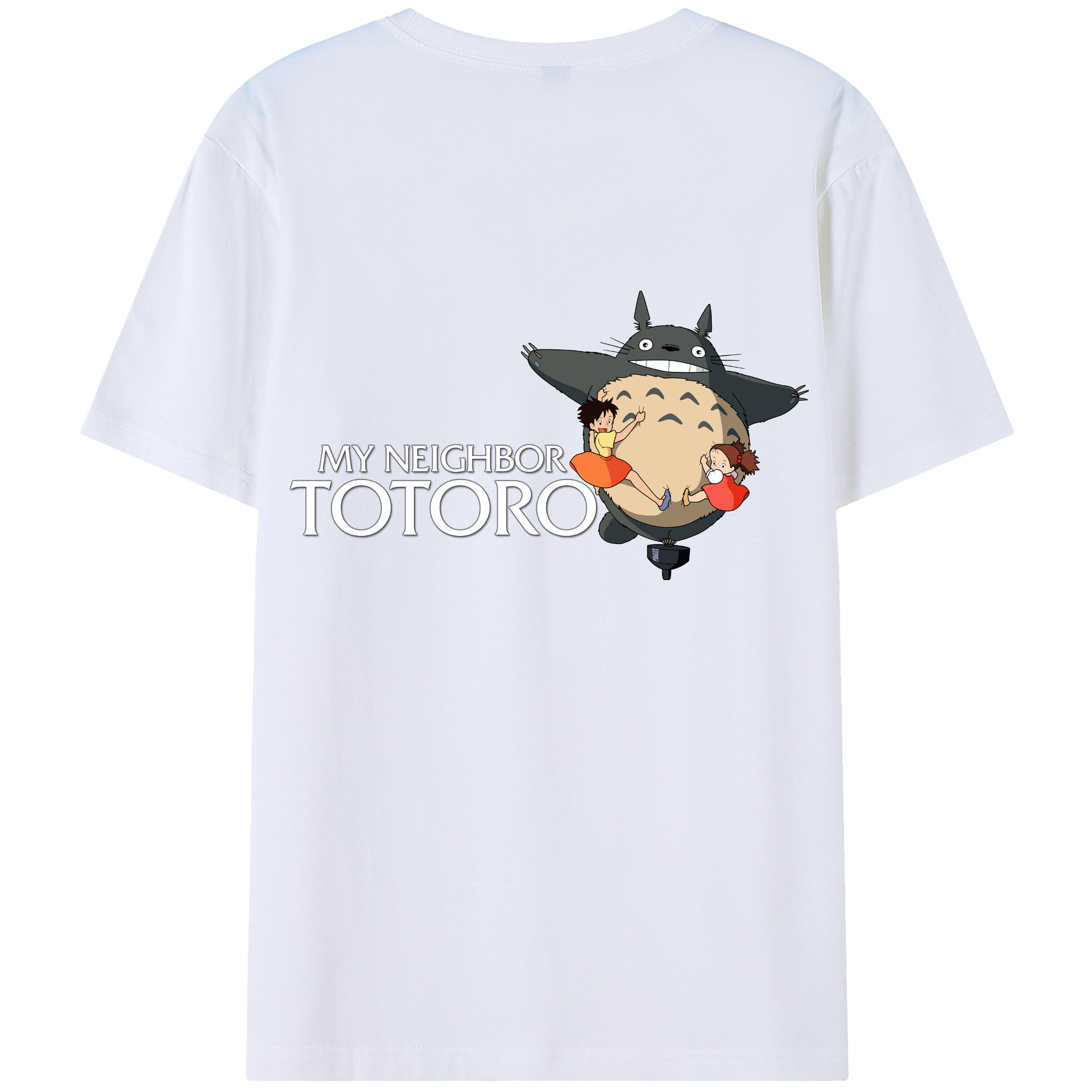 （画像用） となりのトトロ 草壁メイ 草壁サツキ My Neighbor Totoro Satsuki Kusakabe Mei Kusakabe 綿100％ メンズ半袖Tシャツ（バックプリント） 通気性