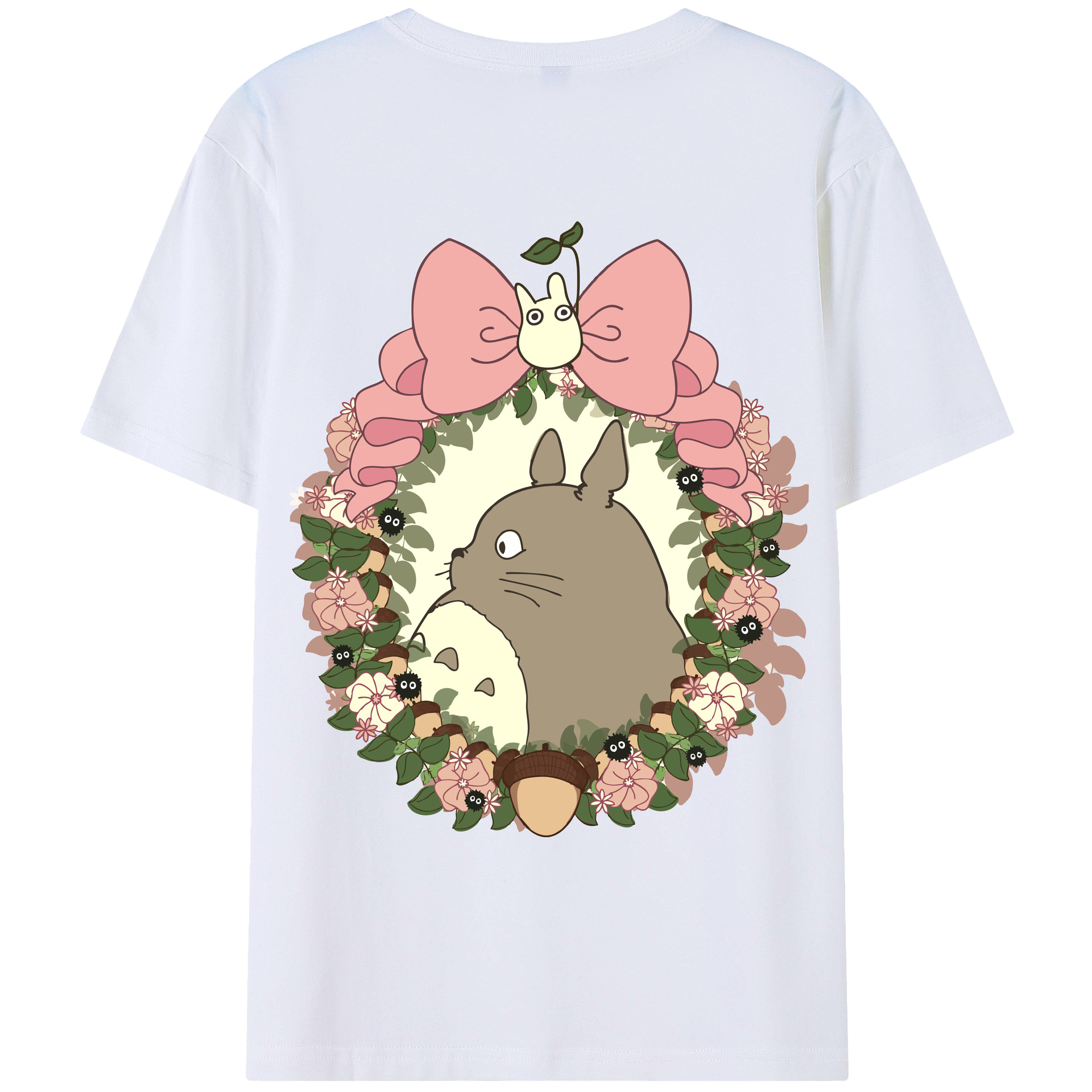 （画像用） となりのトトロ 草壁メイ 草壁サツキ My Neighbor Totoro Satsuki Kusakabe Mei Kusakabe 綿100％ メンズ半袖Tシャツ（バックプリント） 通気性