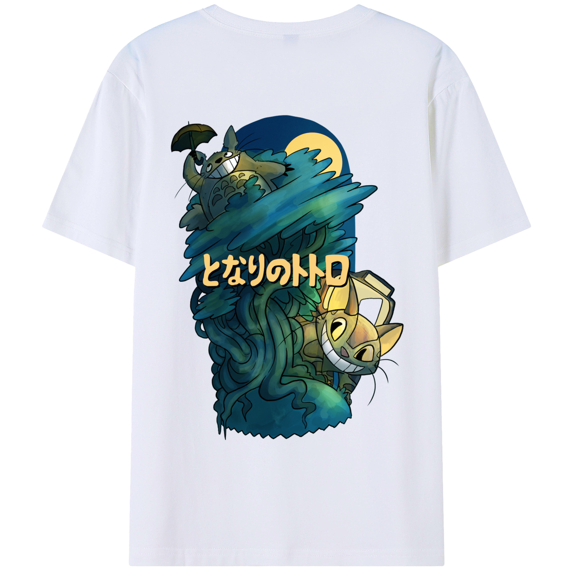 （画像用） となりのトトロ 草壁メイ 草壁サツキ My Neighbor Totoro Satsuki Kusakabe Mei Kusakabe 綿100％ メンズ半袖Tシャツ（バックプリント） 通気性